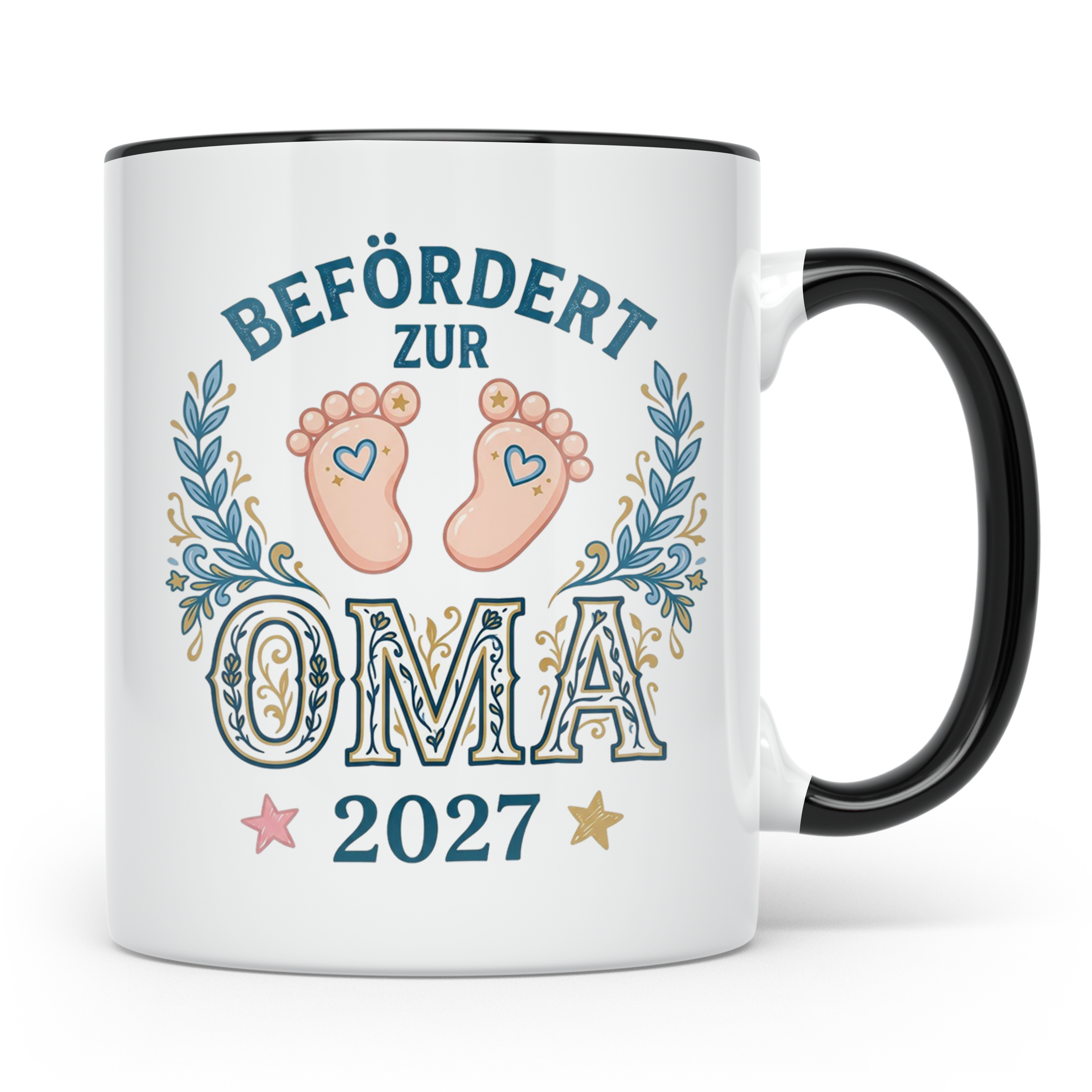 Befördert zur Oma 2027 Tasse, Geschenk werdende Oma, Schwang – Schwarz [farbe:schwarz]
