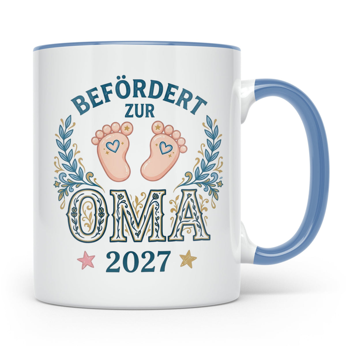 Befördert zur Oma 2027 Tasse, Geschenk werdende Oma, Schwang – Blau [farbe:blau]