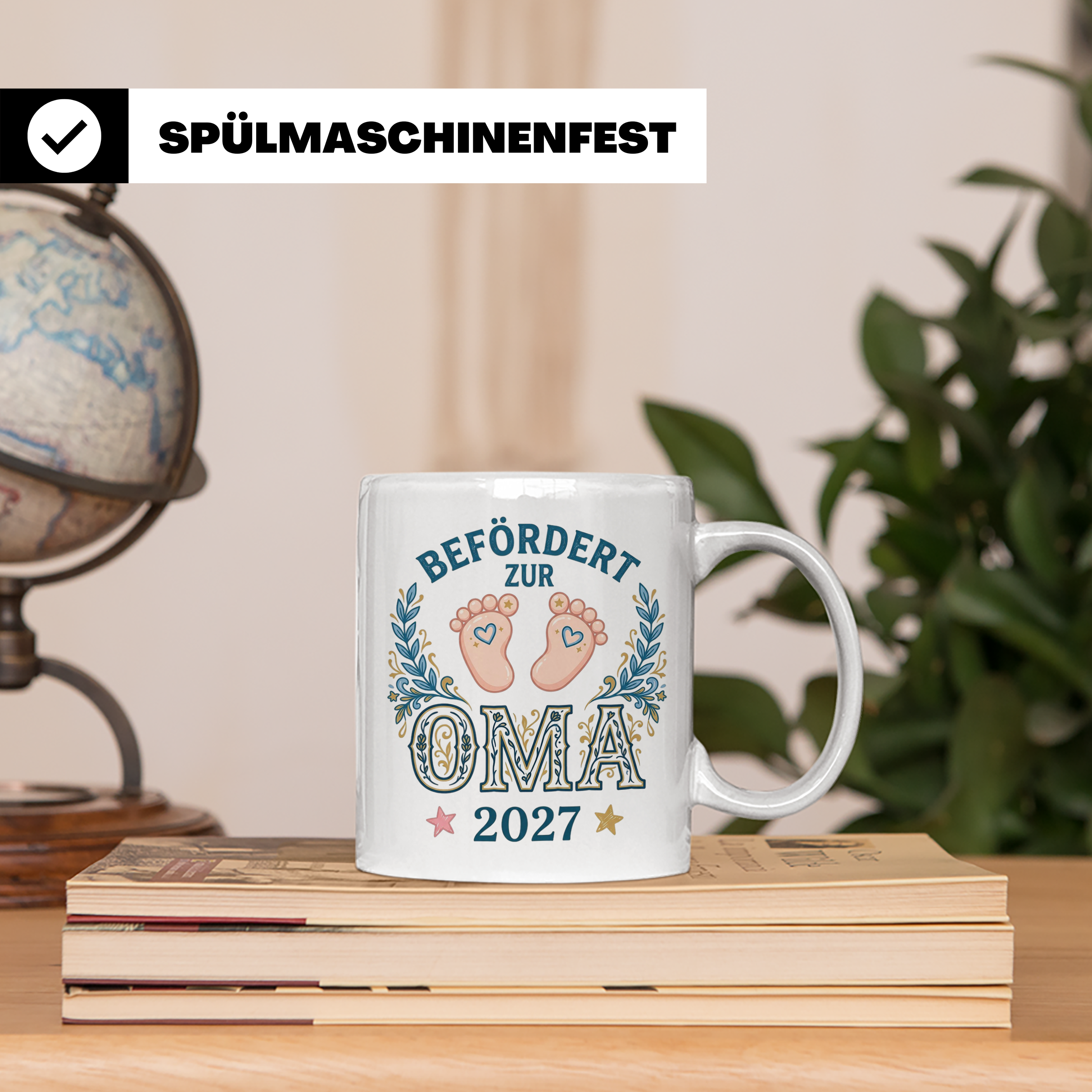 Befördert zur Oma 2027 Tasse, Geschenk werdende Oma, Schwang – Weiß [farbe:weiß]