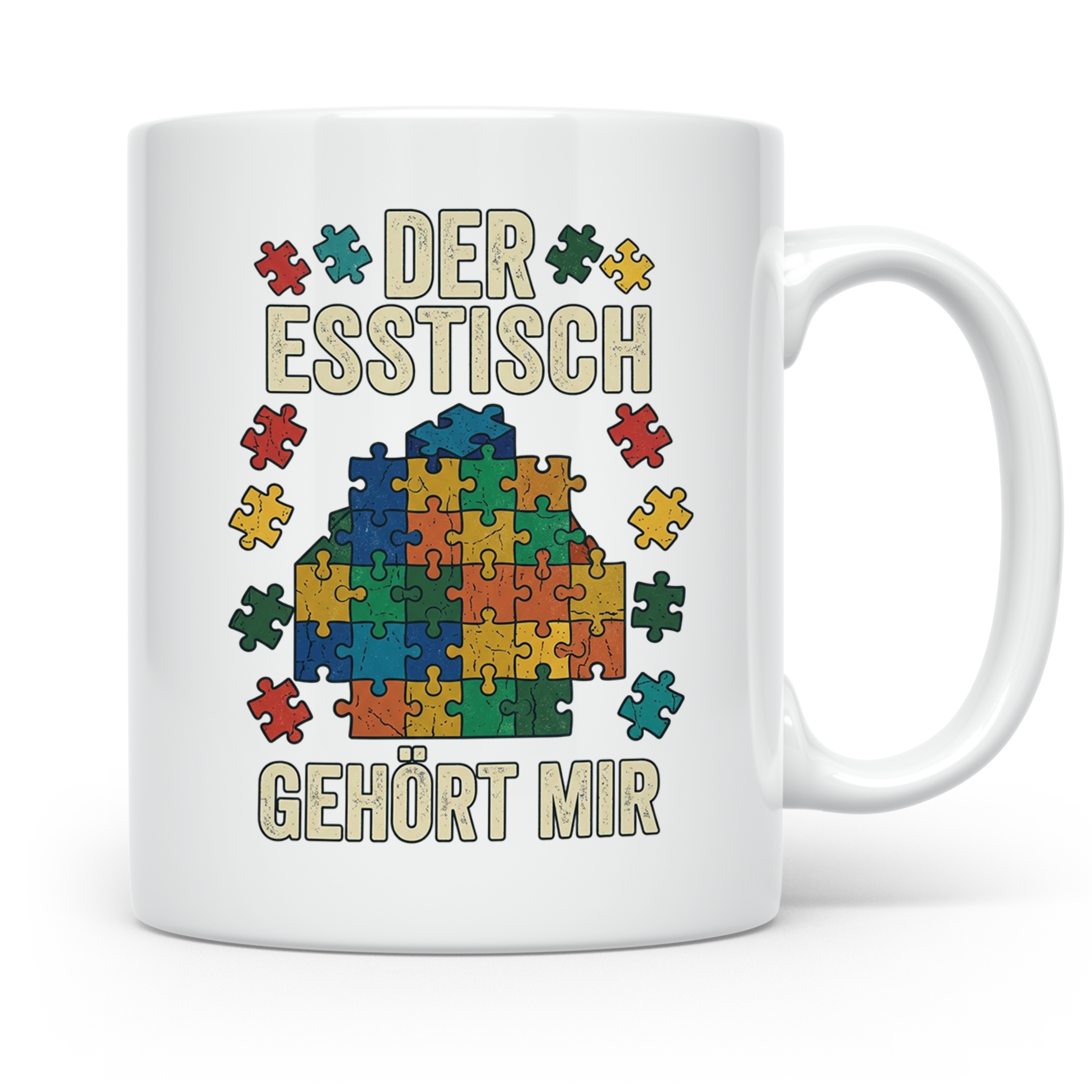 Puzzle Tasse mit Spruch Der Esstisch gehört mir | Geschenk f – Weiß [farbe:weiß]