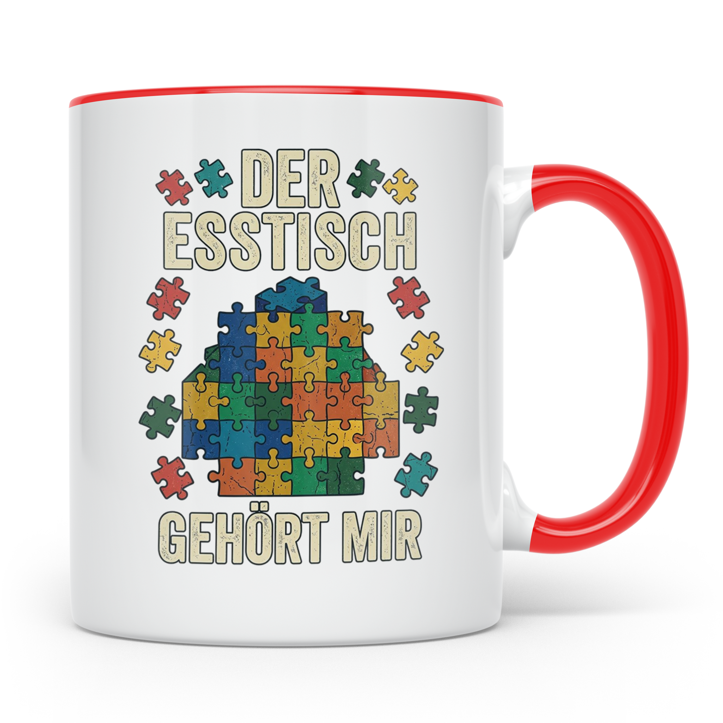Puzzle Tasse mit Spruch Der Esstisch gehört mir | Geschenk f – Rot [farbe:rot]