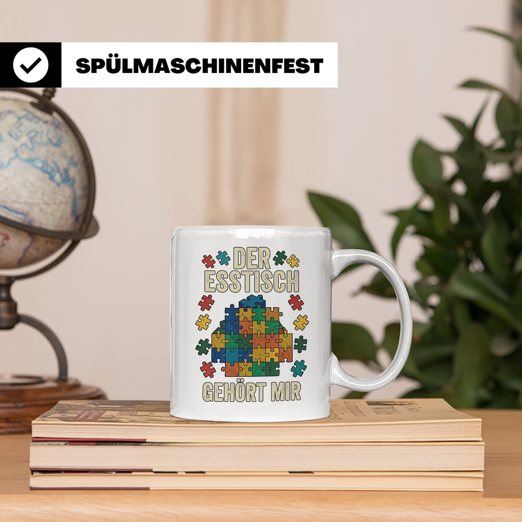 Puzzle Tasse mit Spruch Der Esstisch gehört mir | Geschenk f – Weiß [farbe:weiß]