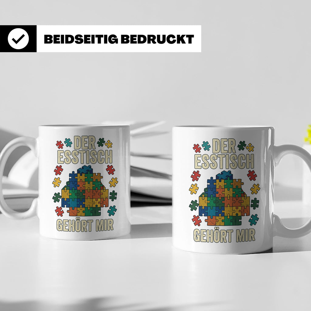 Puzzle Tasse mit Spruch Der Esstisch gehört mir | Geschenk f – Weiß [farbe:weiß]