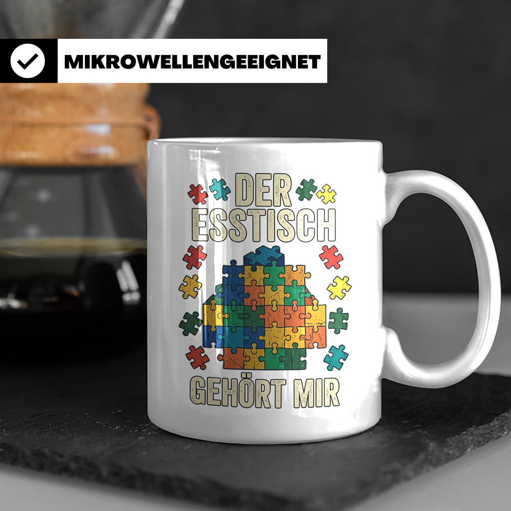 Puzzle Tasse mit Spruch Der Esstisch gehört mir | Geschenk f – Weiß [farbe:weiß]