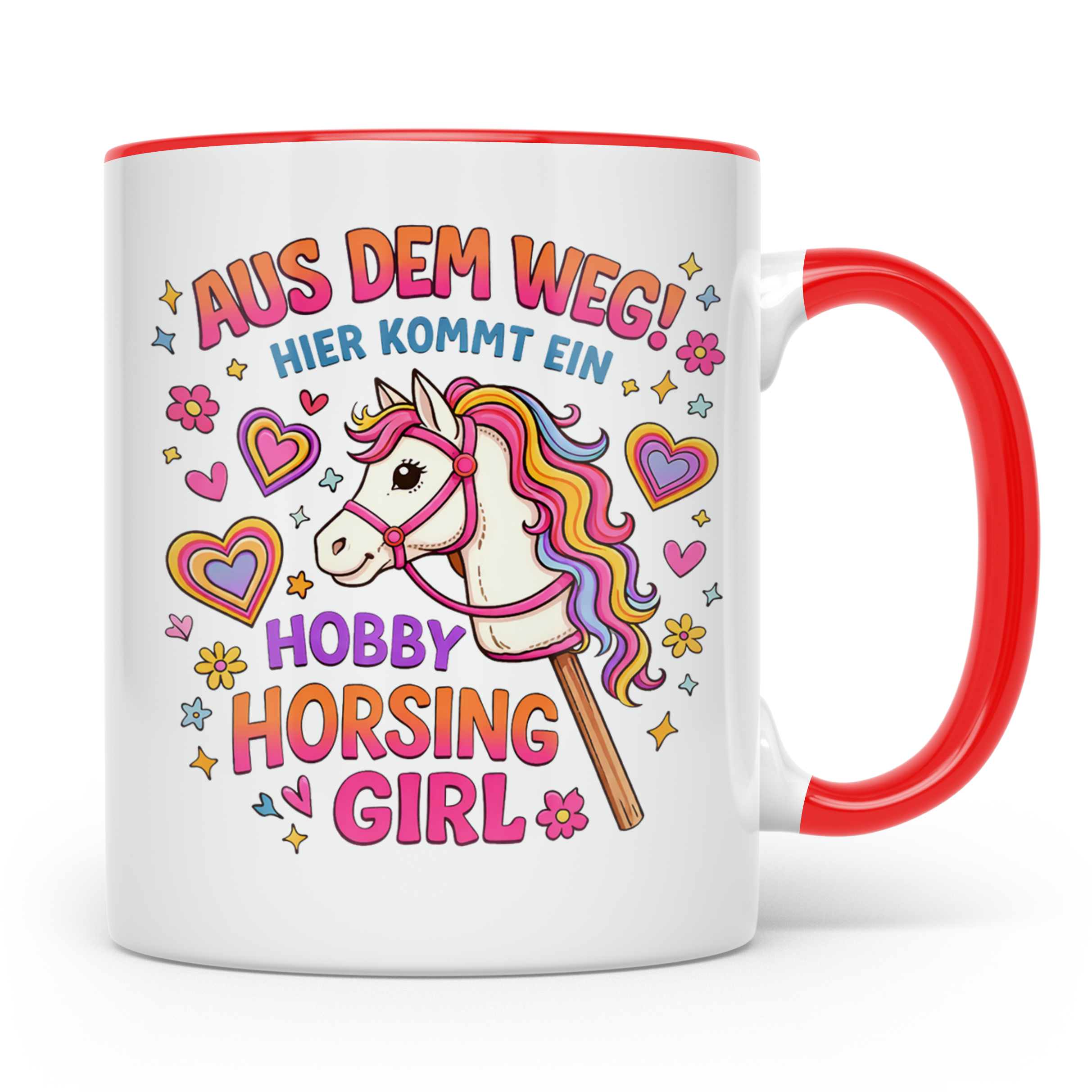 Hobby Horsing Girl Tasse mit Steckenpferd Spruch 'Aus dem We – Rot [farbe:rot]