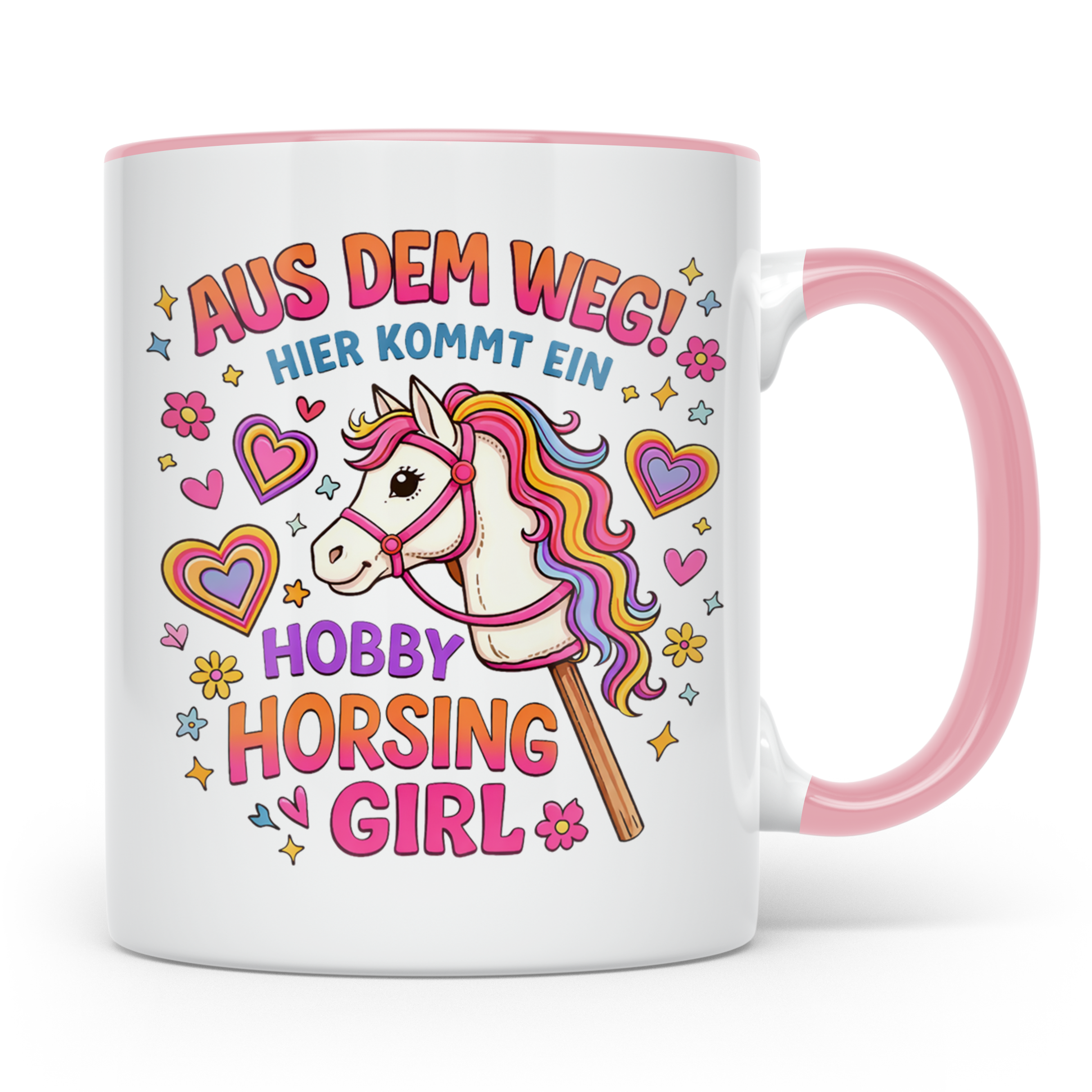 Hobby Horsing Girl Tasse mit Steckenpferd Spruch 'Aus dem We – Rosa [farbe:rosa]