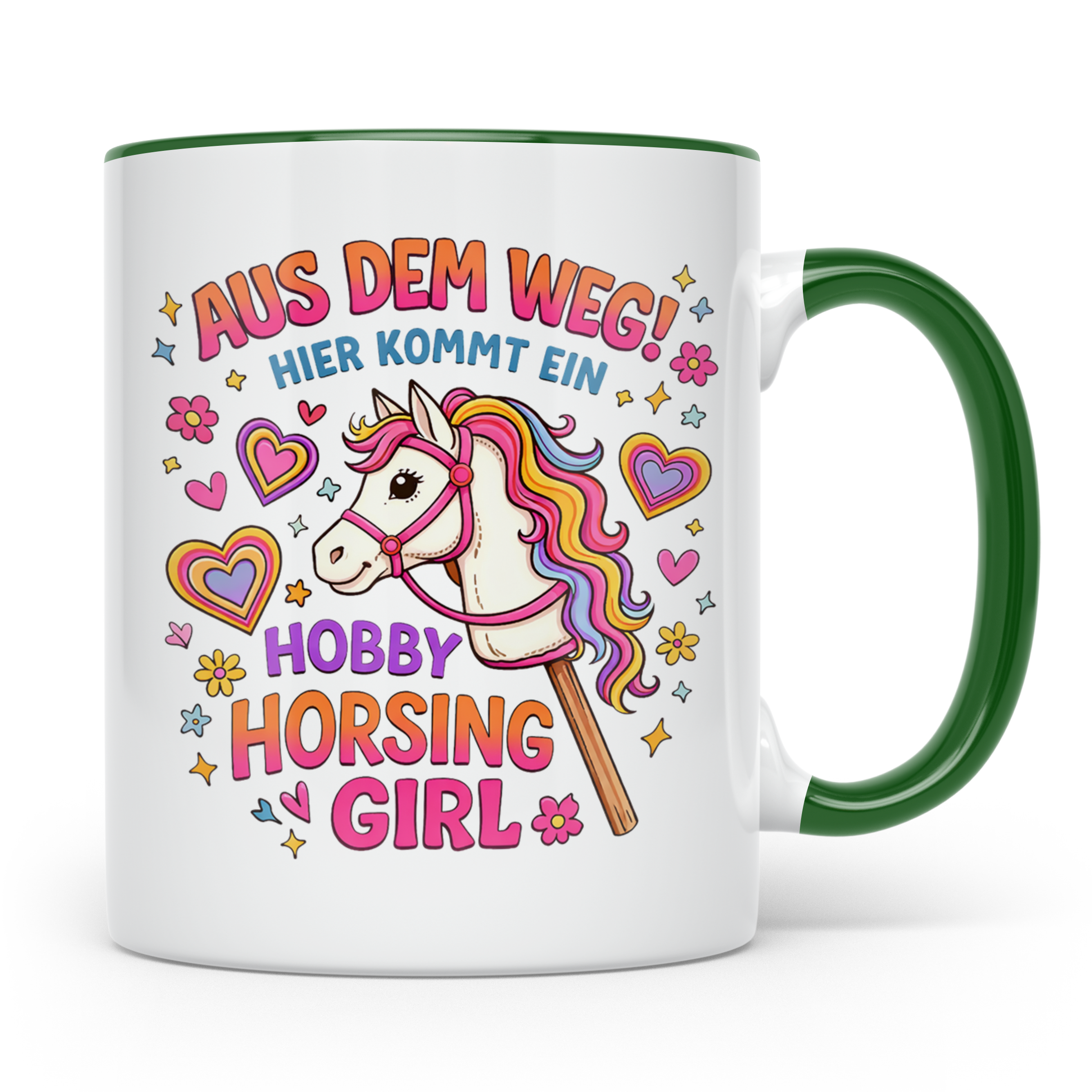 Hobby Horsing Girl Tasse mit Steckenpferd Spruch 'Aus dem We – Grün [farbe:grün]