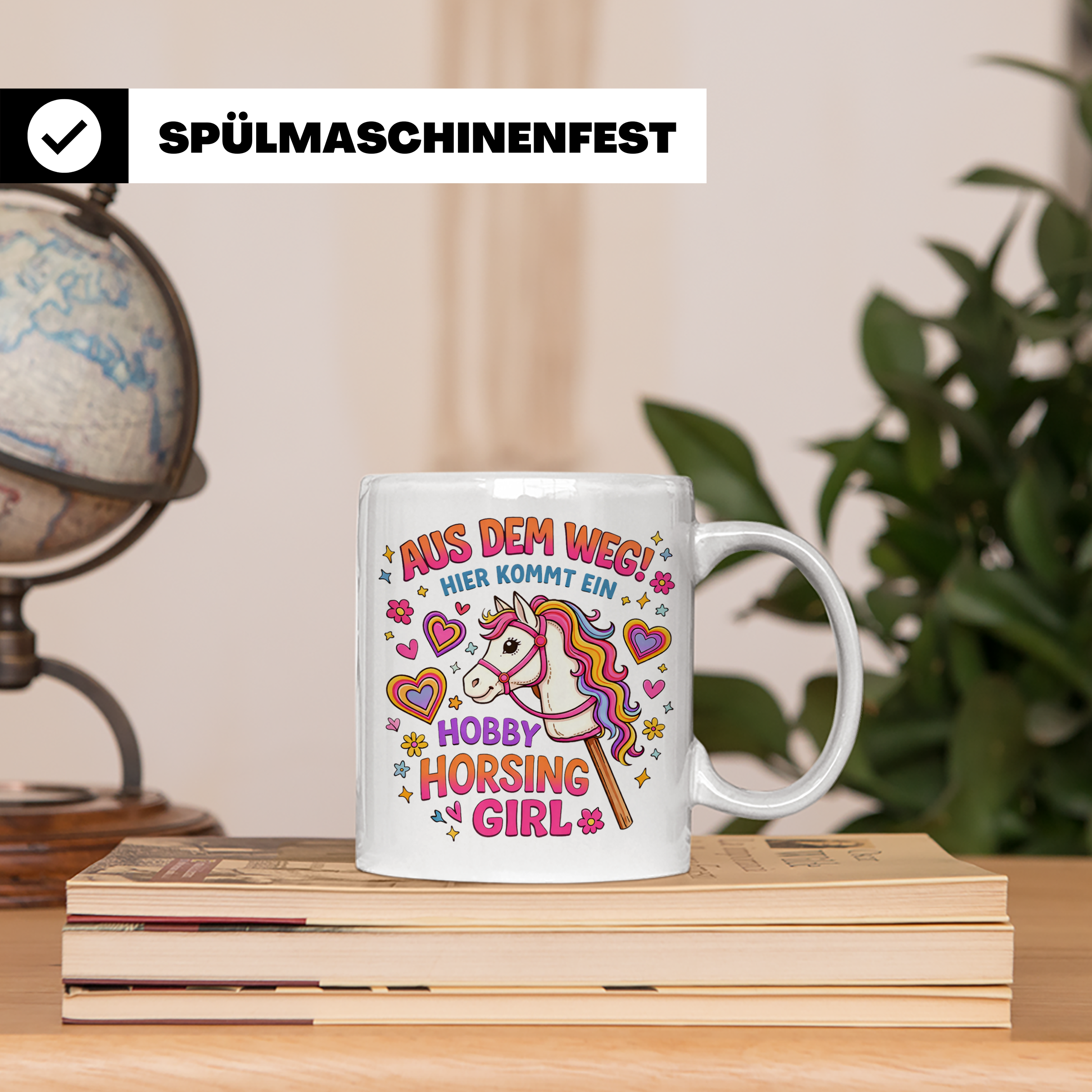 Hobby Horsing Girl Tasse mit Steckenpferd Spruch 'Aus dem We – Weiß [farbe:weiß]