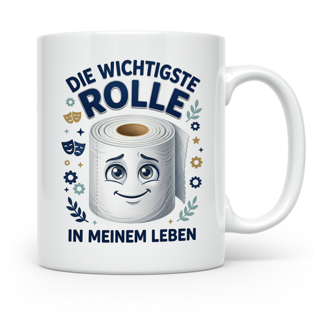 Wichtigste Rolle Tasse mit lustigem Klopapier Spruch. Wortsp – Weiß [farbe:weiß]