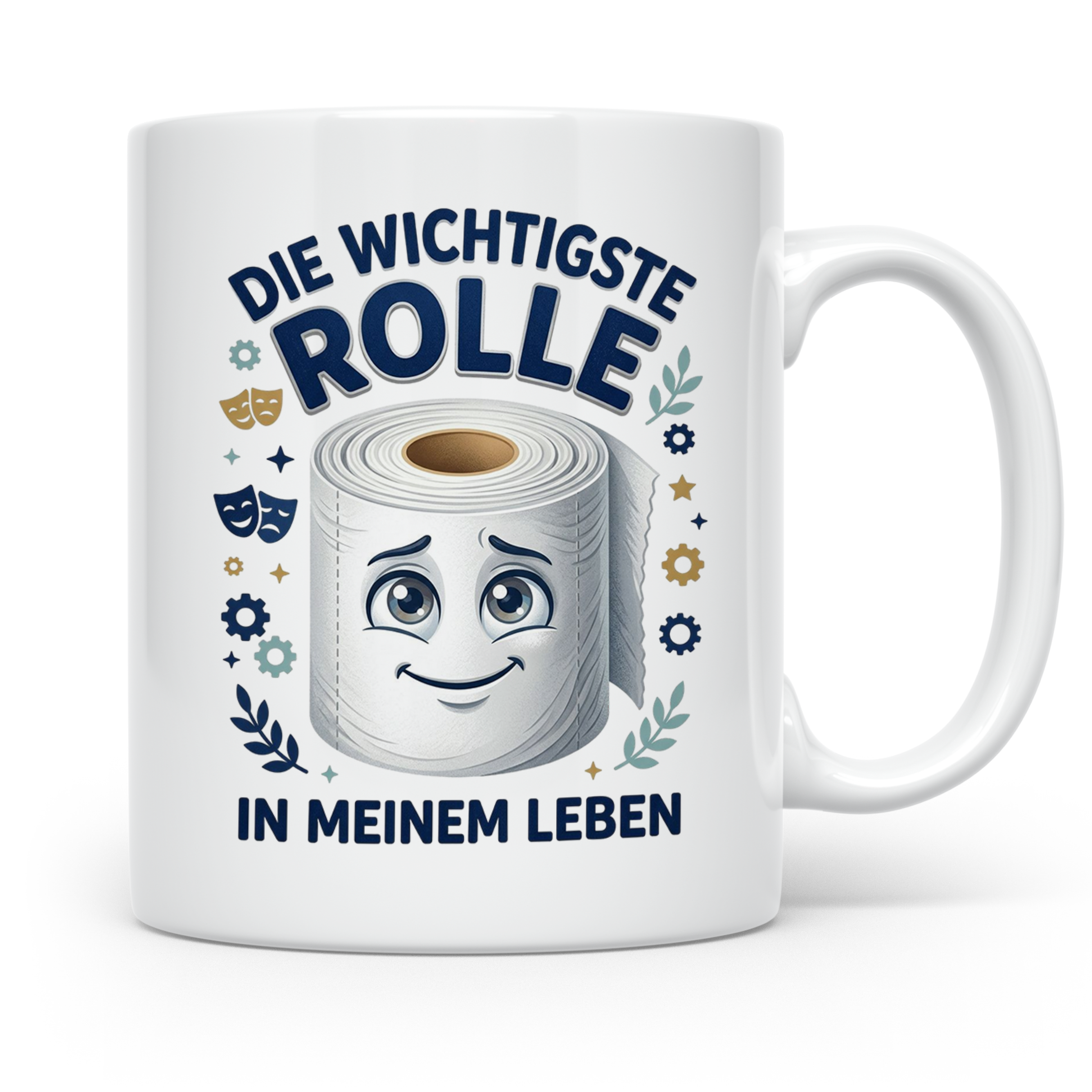 Wichtigste Rolle Tasse mit lustigem Klopapier Spruch. Wortsp – Weiß [farbe:weiß]