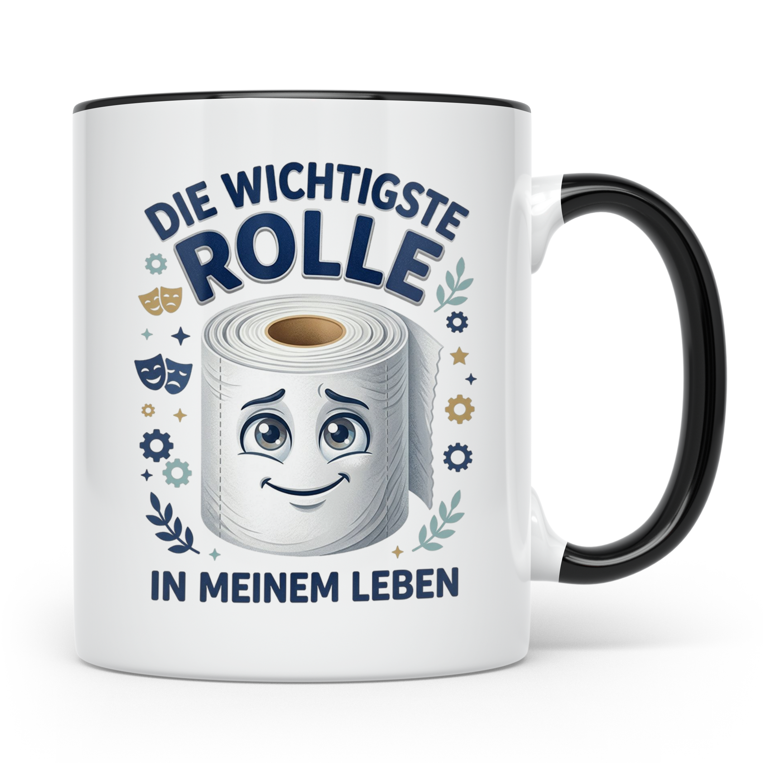 Wichtigste Rolle Tasse mit lustigem Klopapier Spruch. Wortsp – Schwarz [farbe:schwarz]