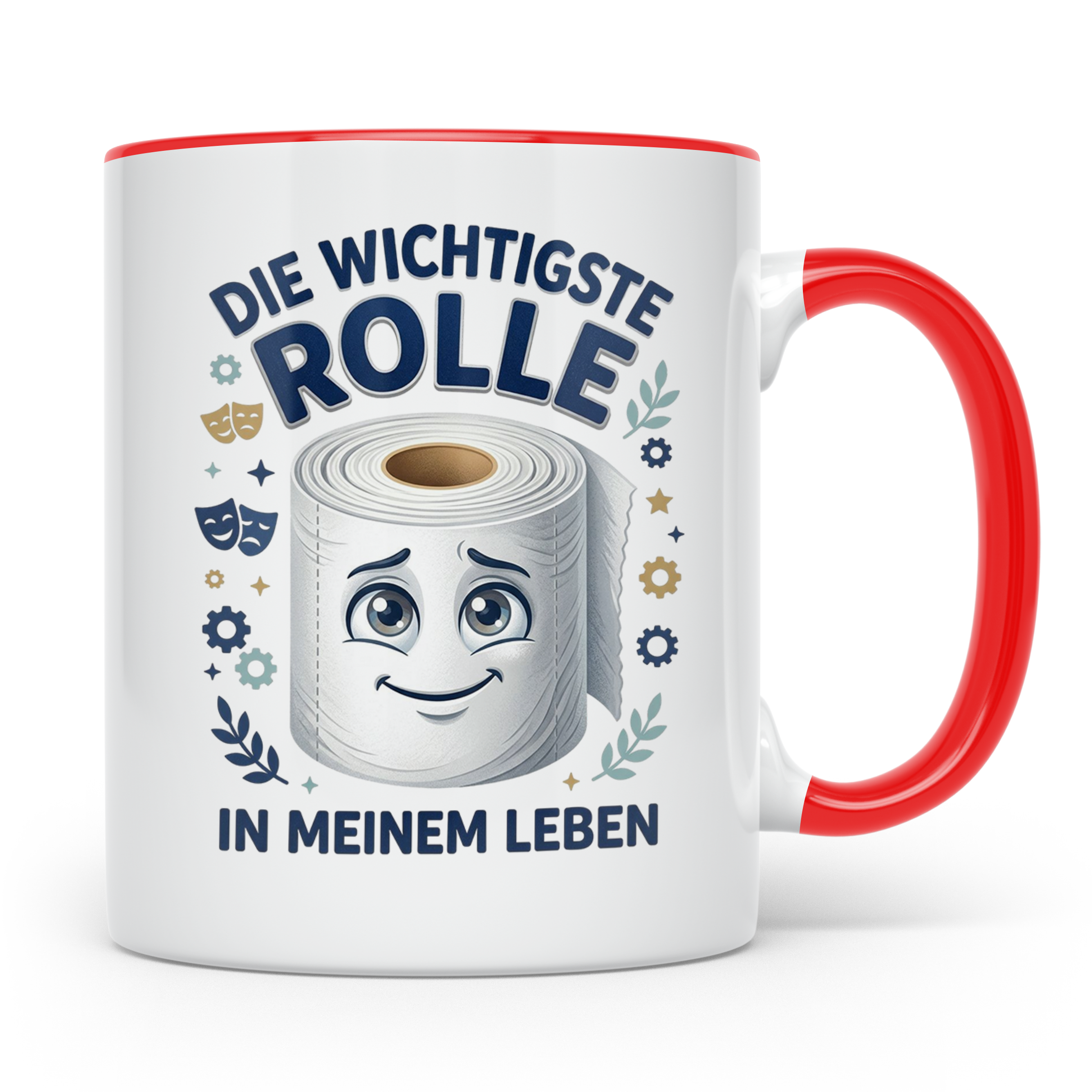 Wichtigste Rolle Tasse mit lustigem Klopapier Spruch. Wortsp – Rot [farbe:rot]