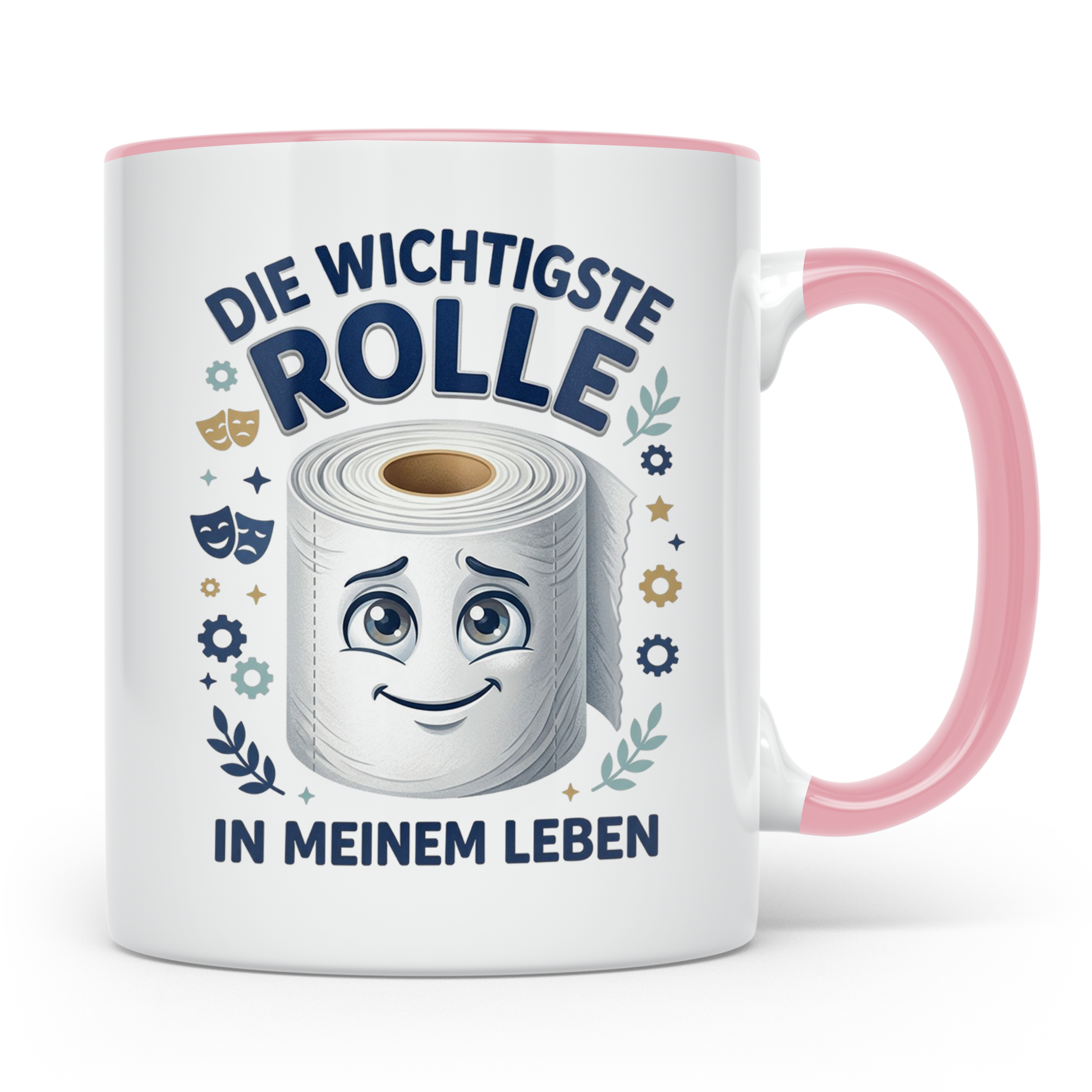 Wichtigste Rolle Tasse mit lustigem Klopapier Spruch. Wortsp – Rosa [farbe:rosa]