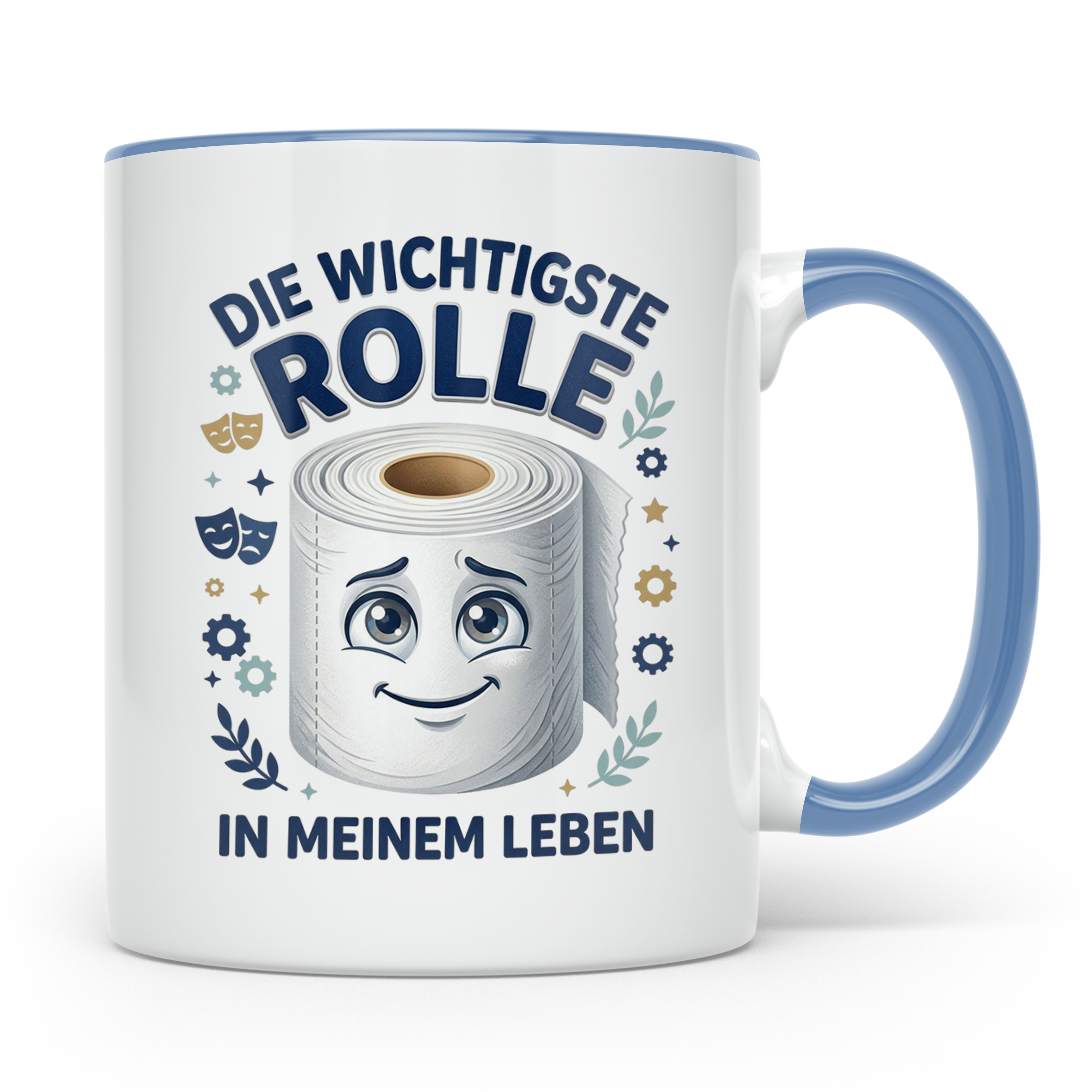 Wichtigste Rolle Tasse mit lustigem Klopapier Spruch. Wortsp – Blau [farbe:blau]