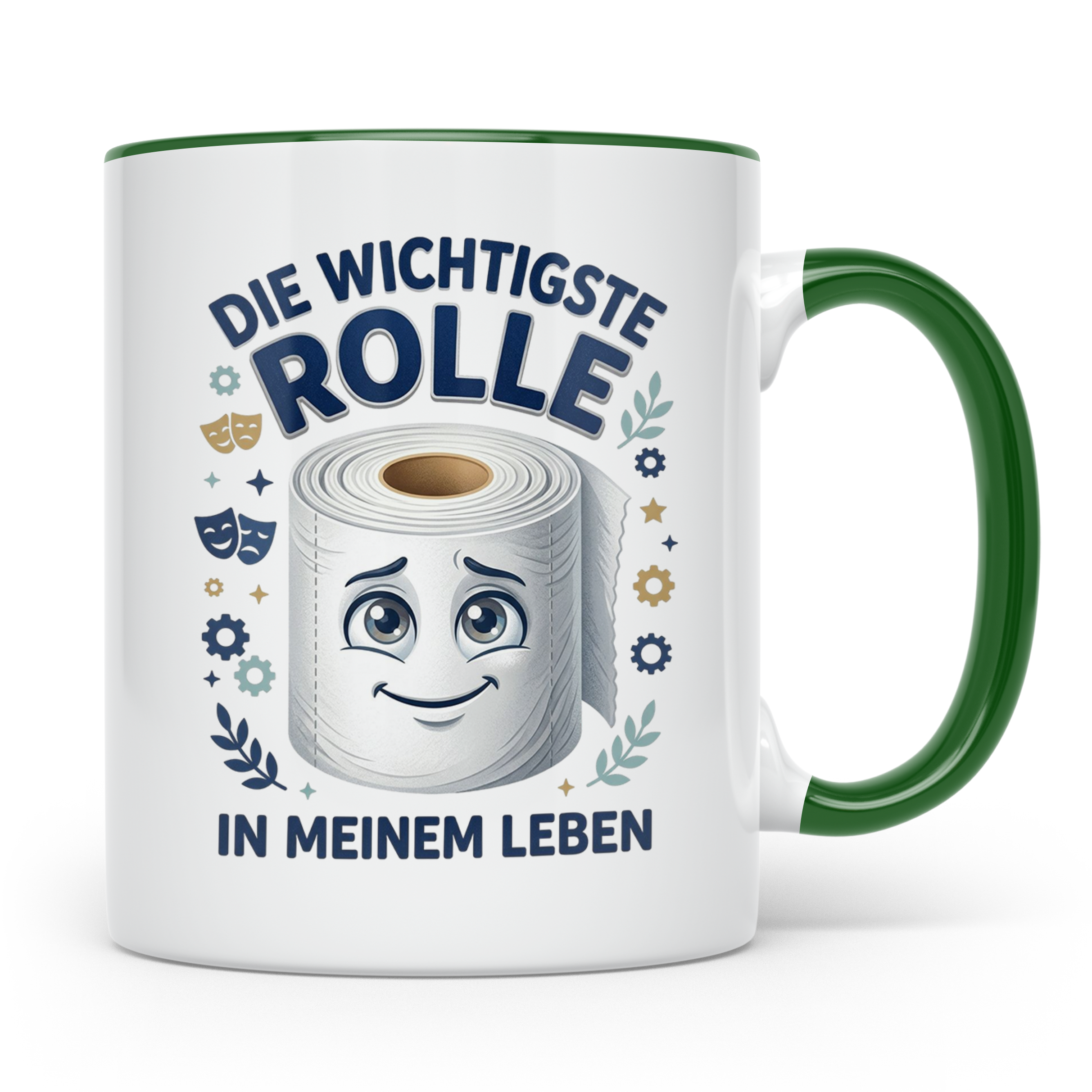 Wichtigste Rolle Tasse mit lustigem Klopapier Spruch. Wortsp – Grün [farbe:grün]