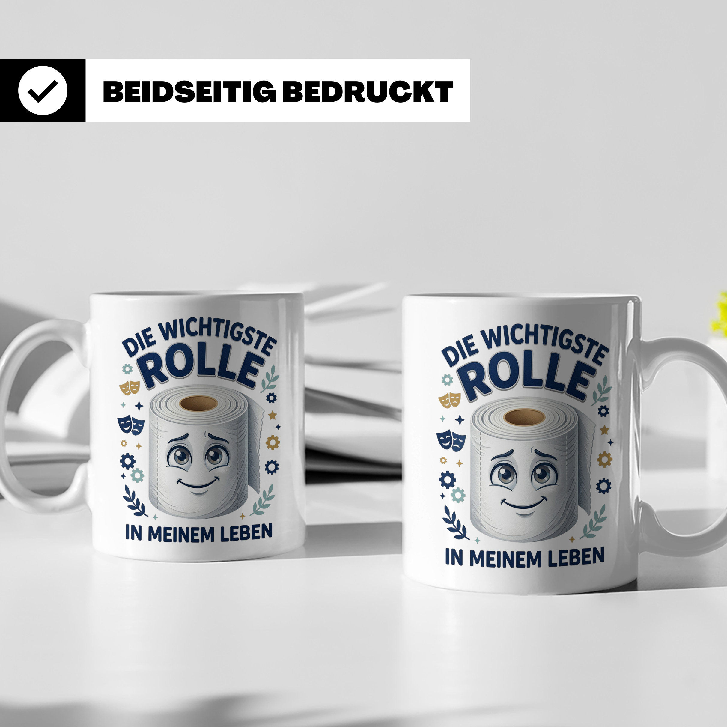 Wichtigste Rolle Tasse mit lustigem Klopapier Spruch. Wortsp – Weiß [farbe:weiß]