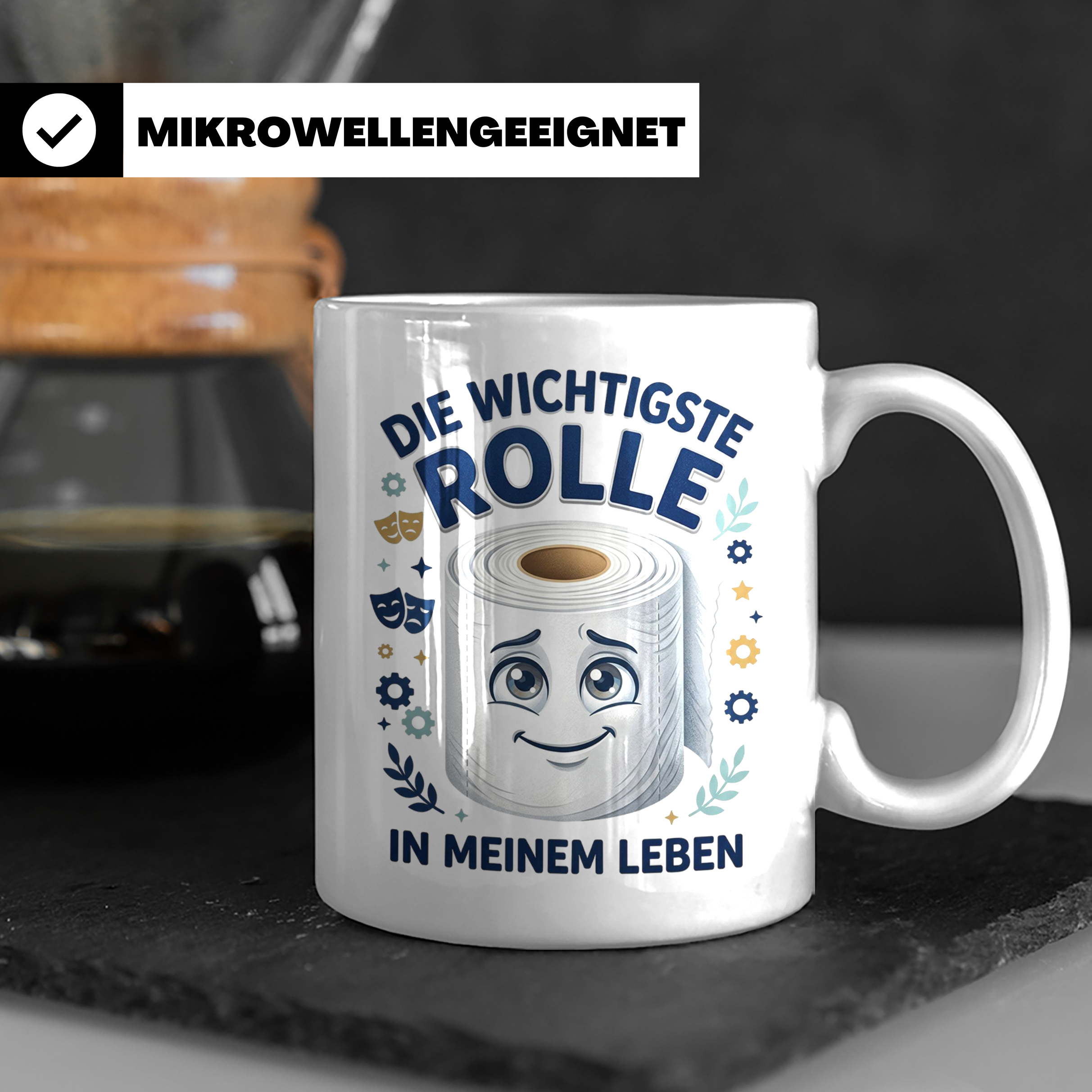 Wichtigste Rolle Tasse mit lustigem Klopapier Spruch. Wortsp – Weiß [farbe:weiß]