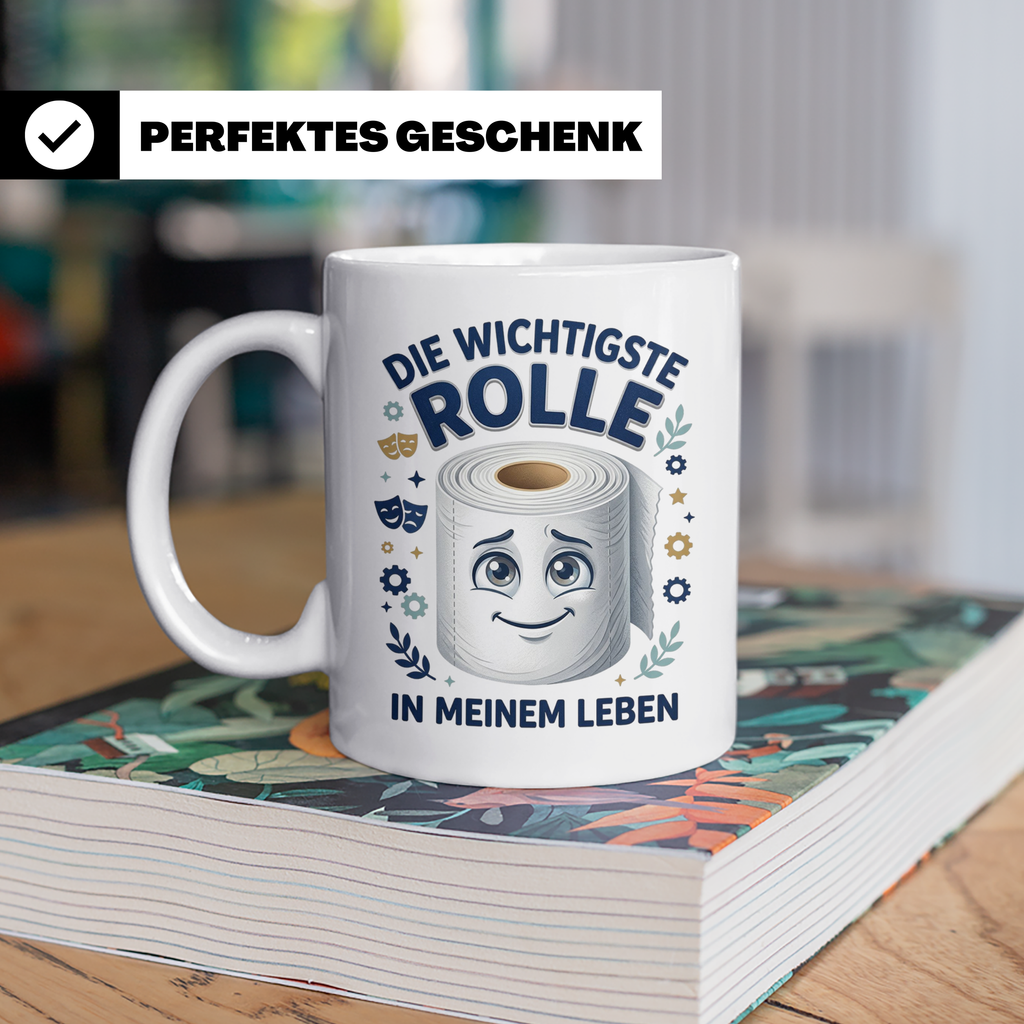 Wichtigste Rolle Tasse mit lustigem Klopapier Spruch. Wortsp – Weiß [farbe:weiß]