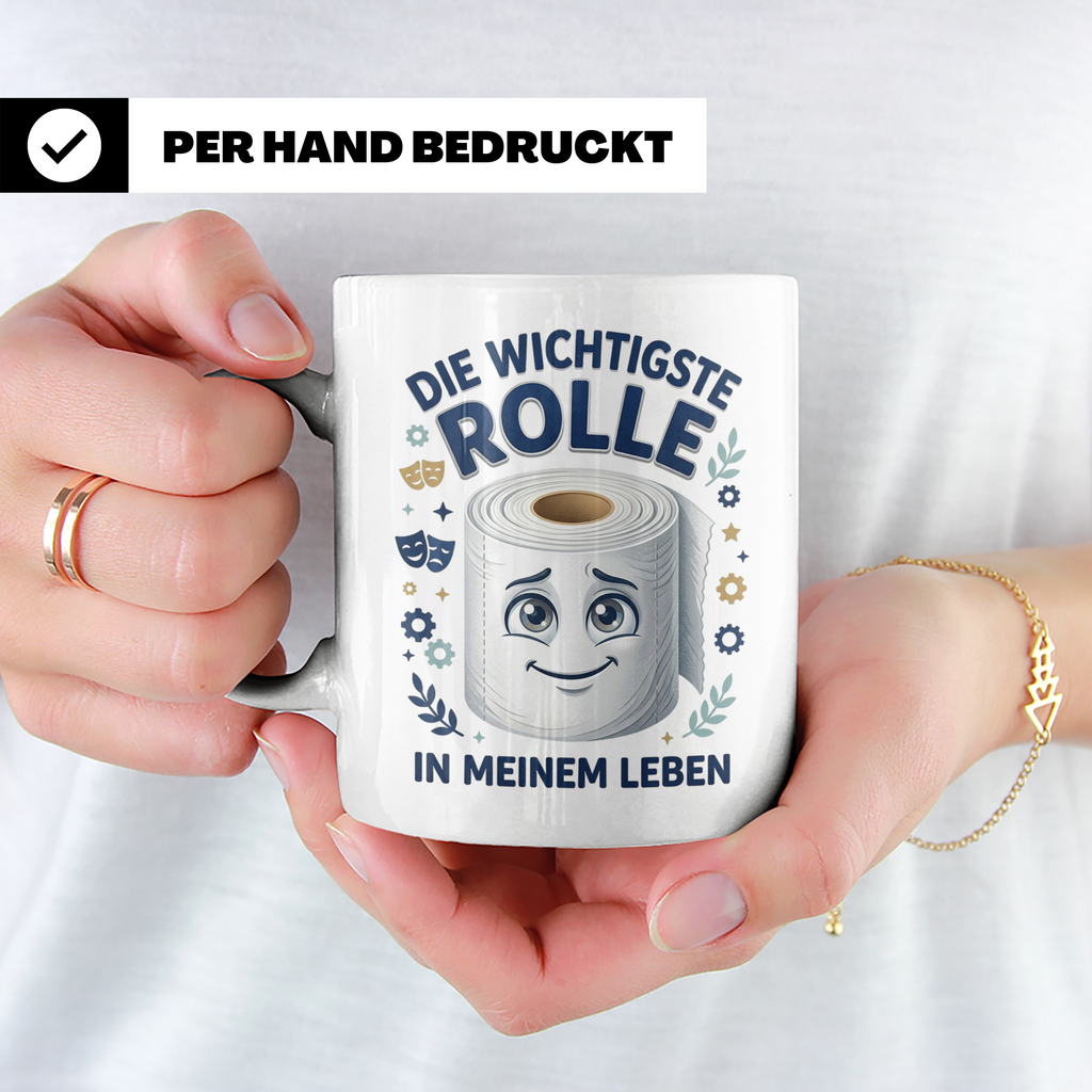 Wichtigste Rolle Tasse mit lustigem Klopapier Spruch. Wortsp – Weiß [farbe:weiß]