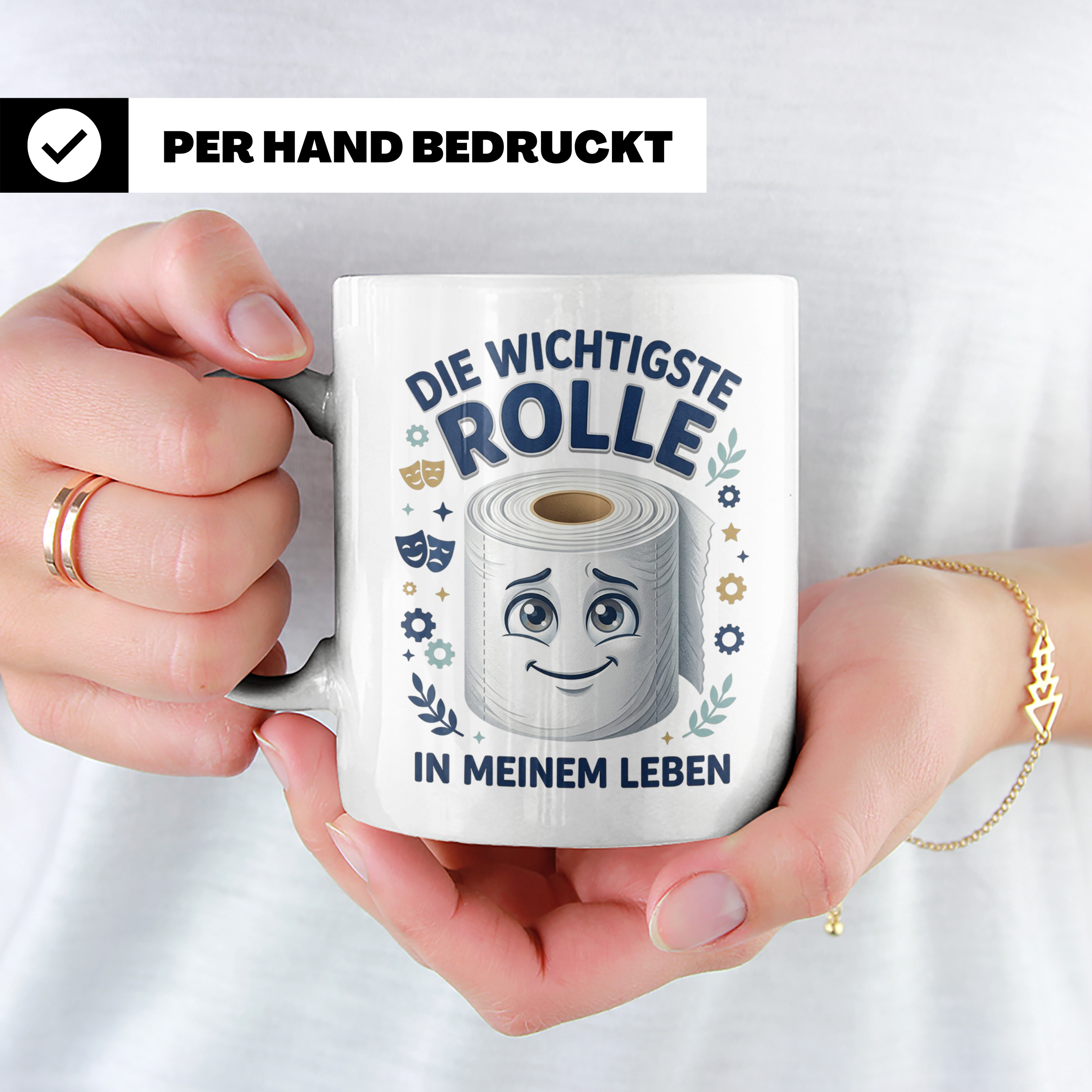 Wichtigste Rolle Tasse mit lustigem Klopapier Spruch. Wortsp – Weiß [farbe:weiß]