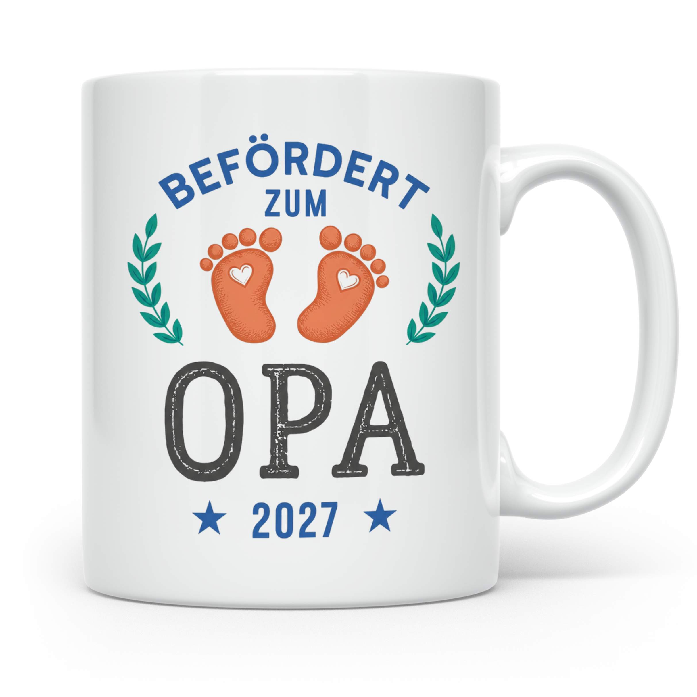 Befördert zum Opa 2027 Tasse, Werdender Opa Geschenk, Schwan – Weiß [farbe:weiß]