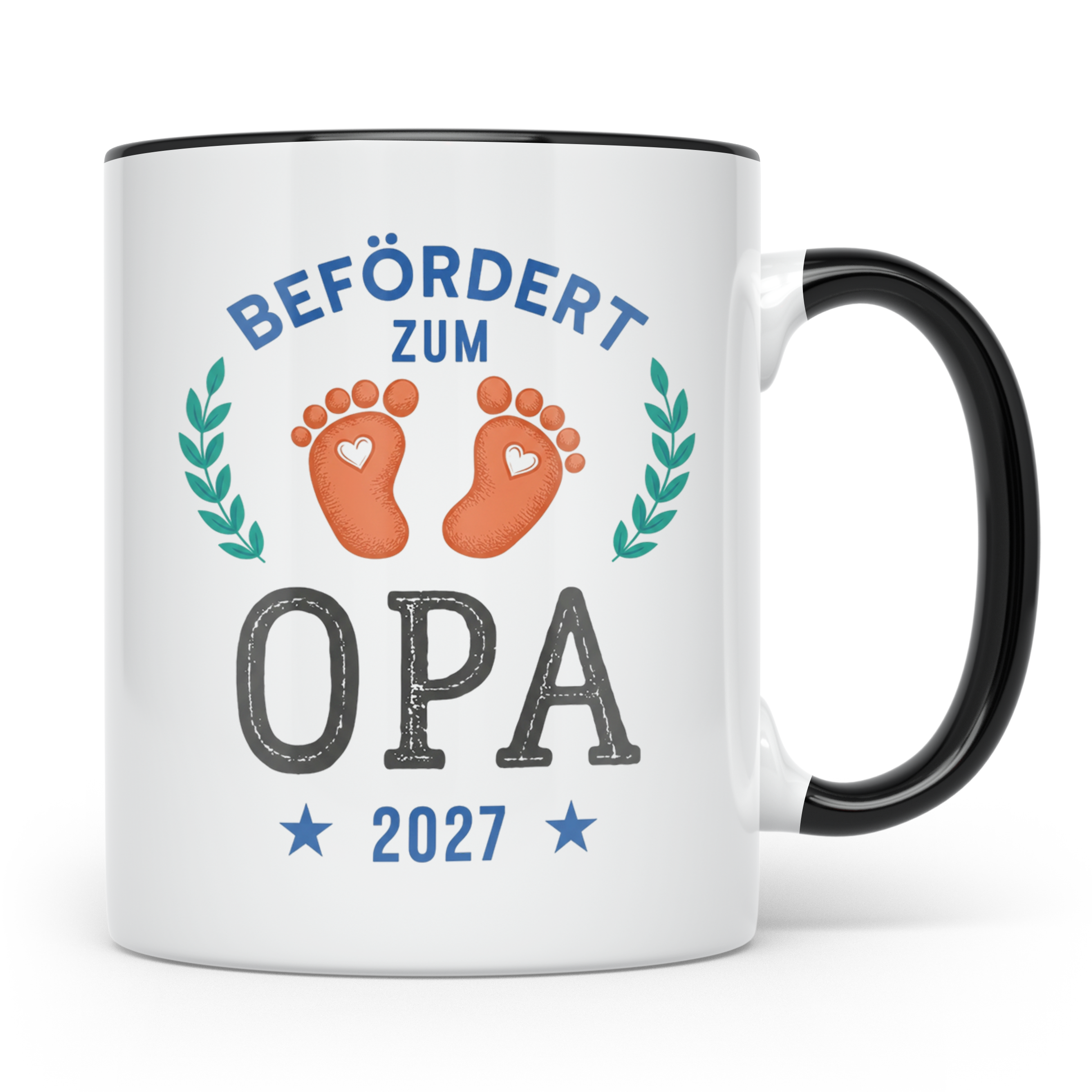Befördert zum Opa 2027 Tasse, Werdender Opa Geschenk, Schwan – Schwarz [farbe:schwarz]
