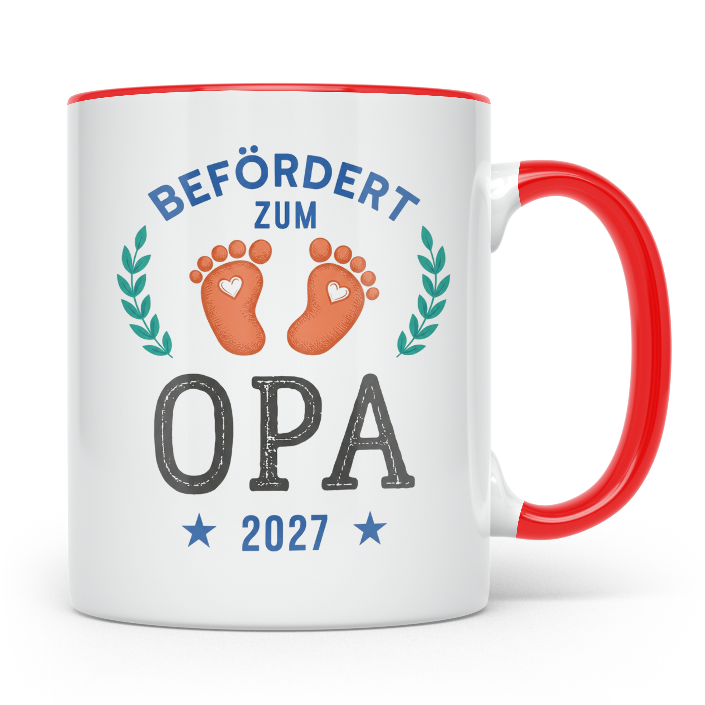 Befördert zum Opa 2027 Tasse, Werdender Opa Geschenk, Schwan – Rot [farbe:rot]