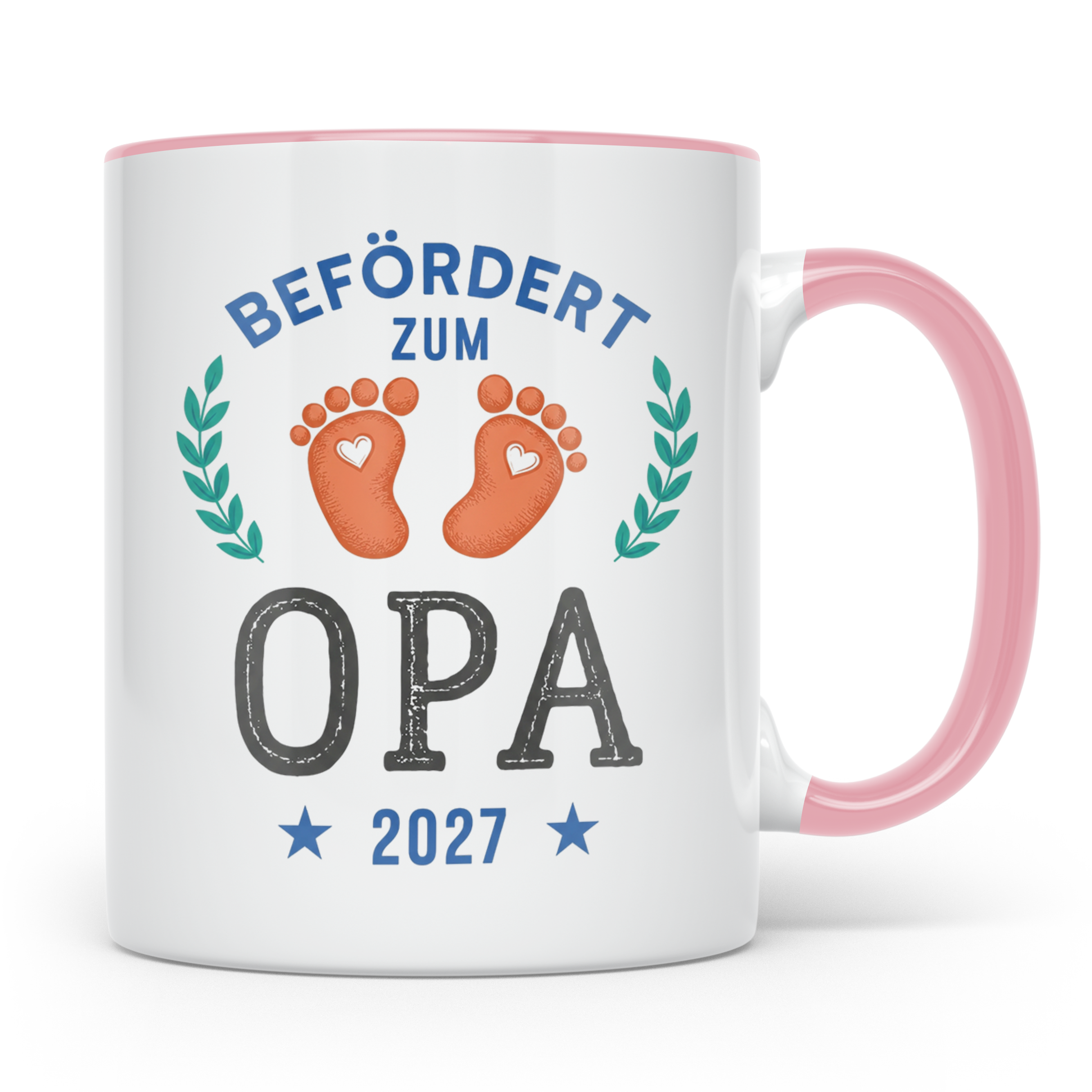 Befördert zum Opa 2027 Tasse, Werdender Opa Geschenk, Schwan – Rosa [farbe:rosa]