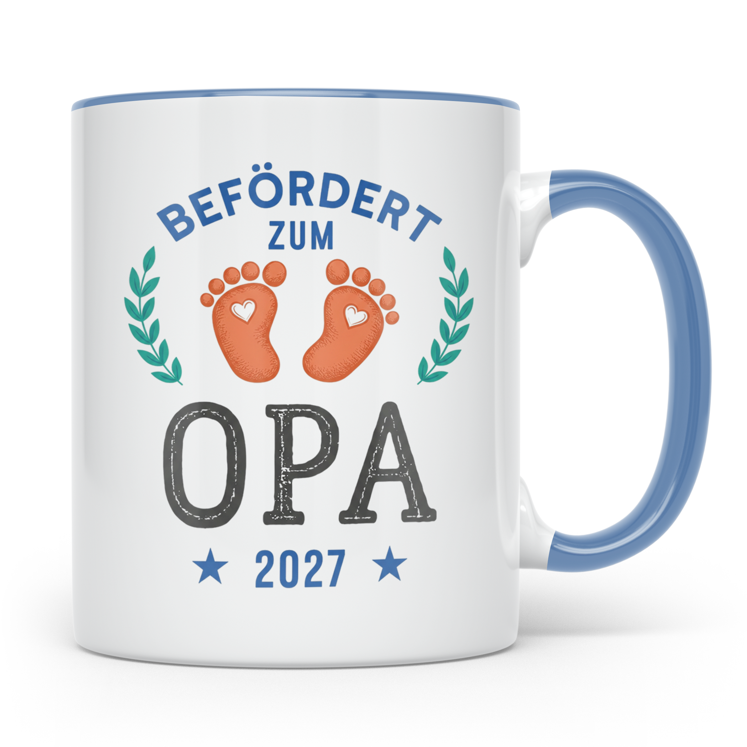 Befördert zum Opa 2027 Tasse, Werdender Opa Geschenk, Schwan – Blau [farbe:blau]