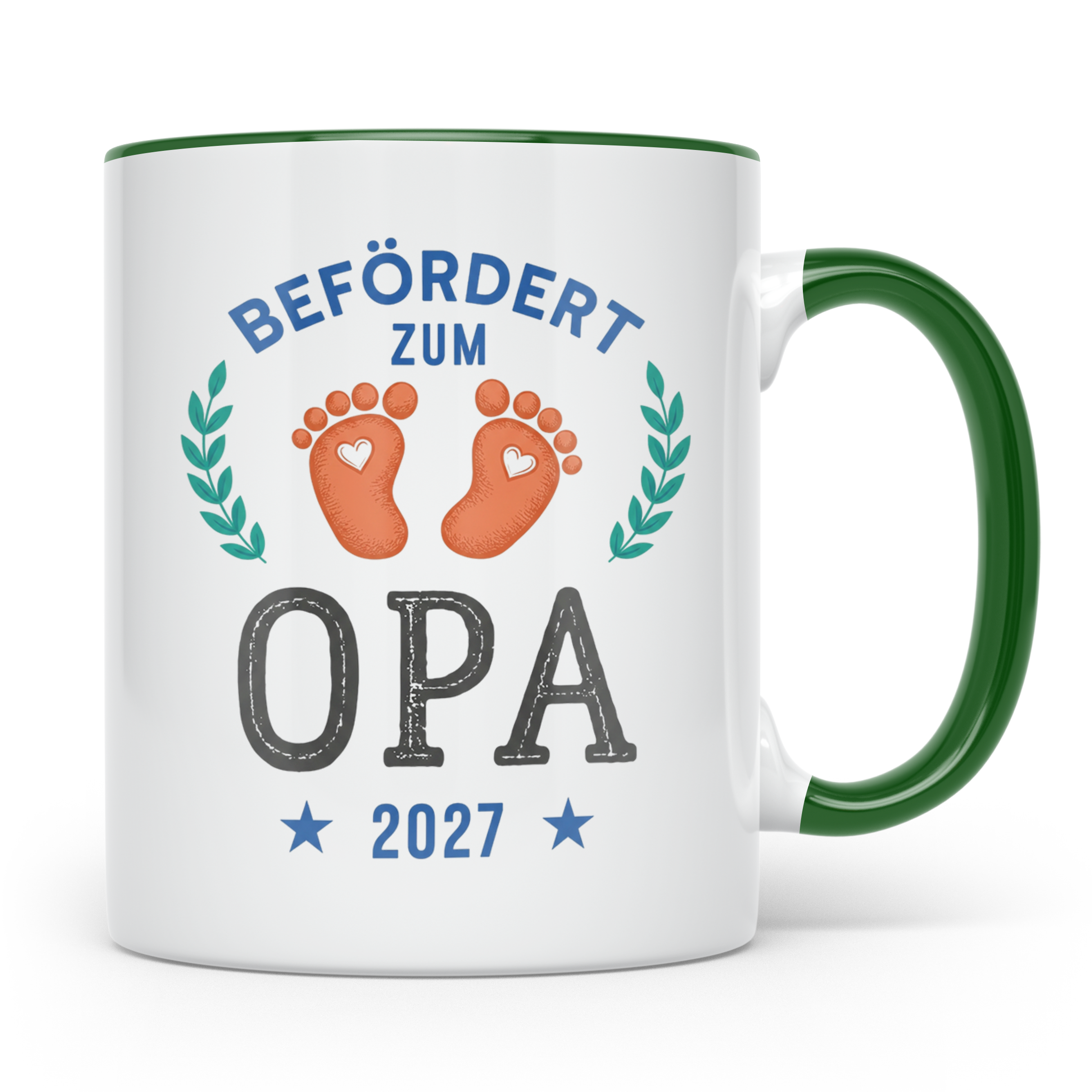Befördert zum Opa 2027 Tasse, Werdender Opa Geschenk, Schwan – Grün [farbe:grün]