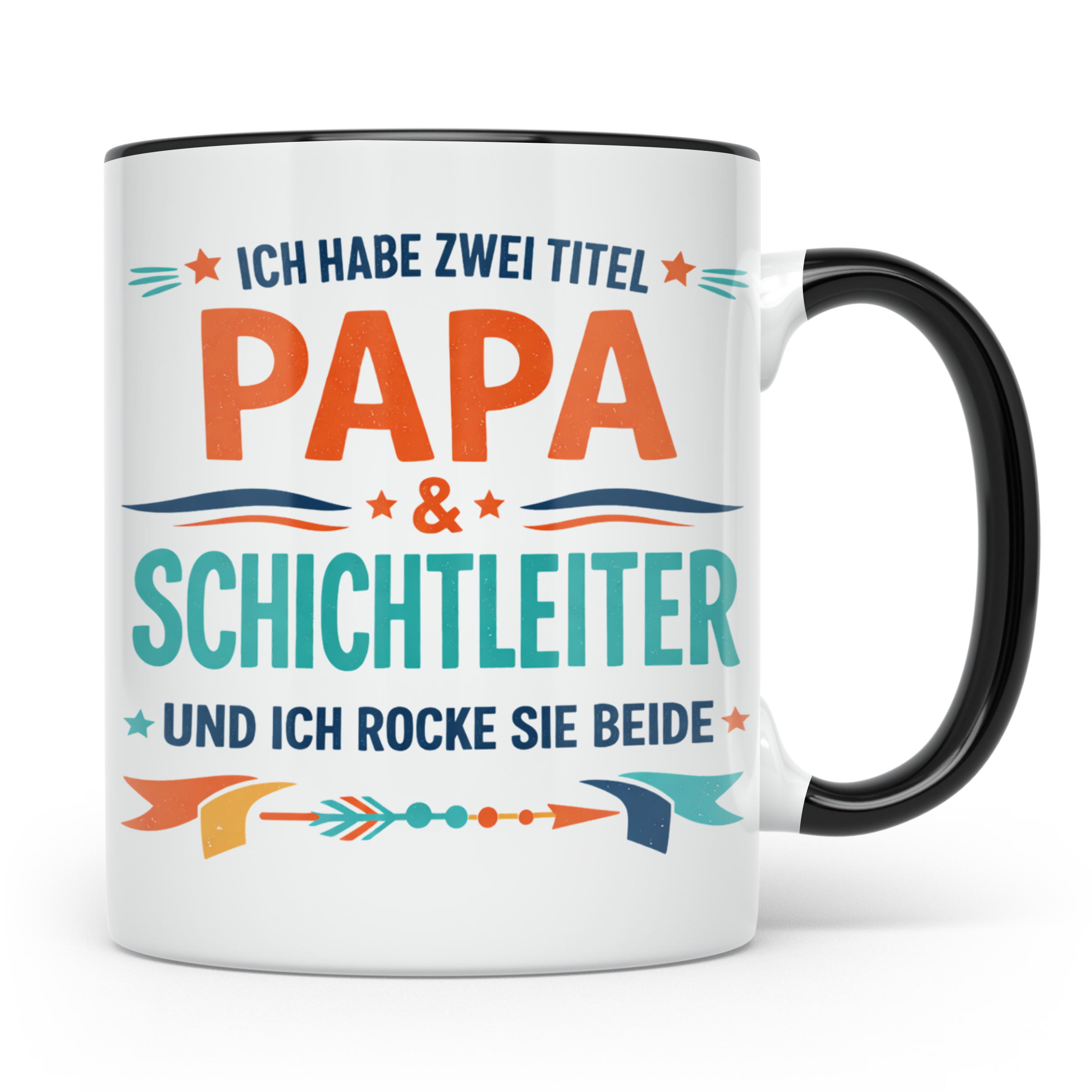 Schichtleiter Papa Tasse mit Spruch Ich habe zwei Titel | Ge – Schwarz [farbe:schwarz]