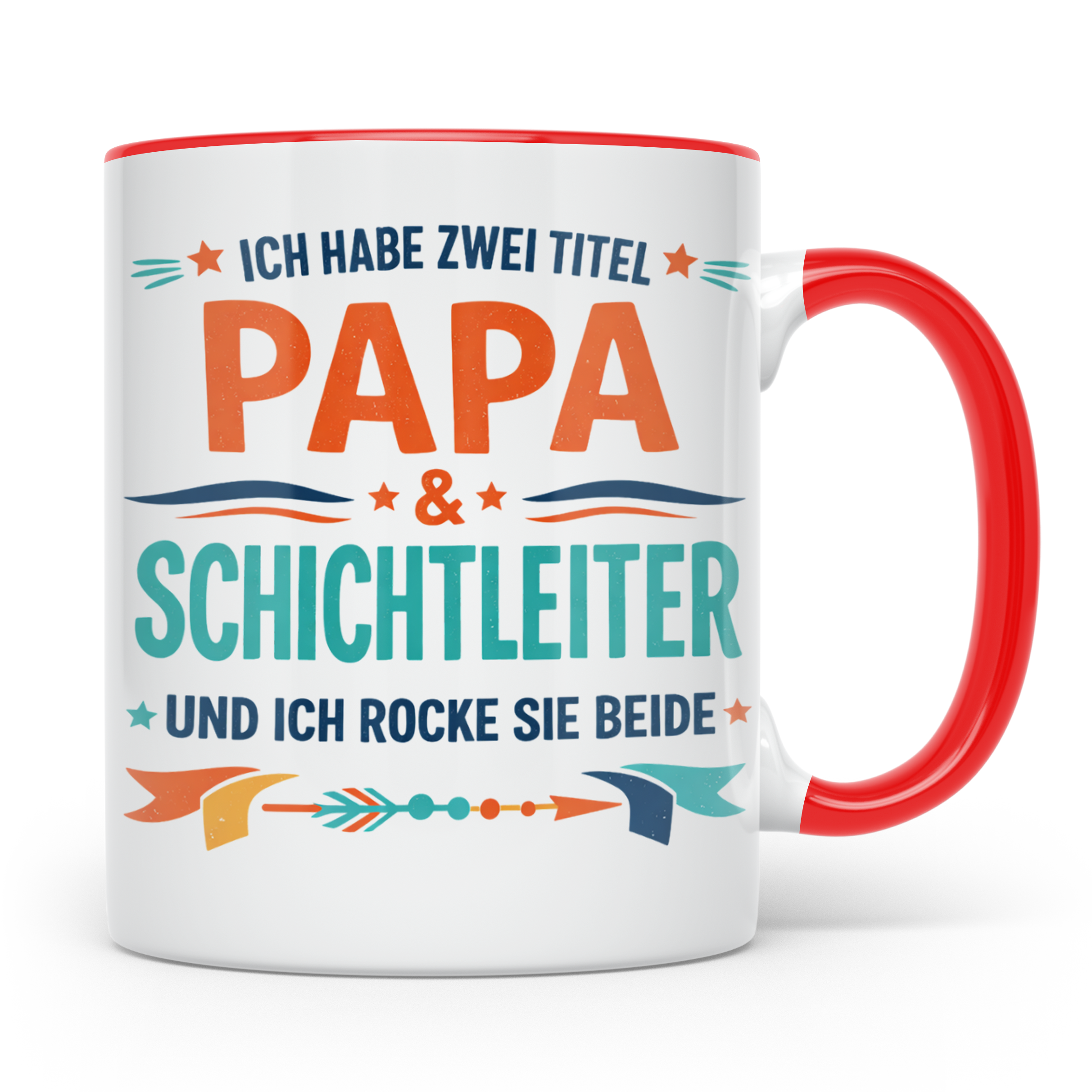 Schichtleiter Papa Tasse mit Spruch Ich habe zwei Titel | Ge – Rot [farbe:rot]