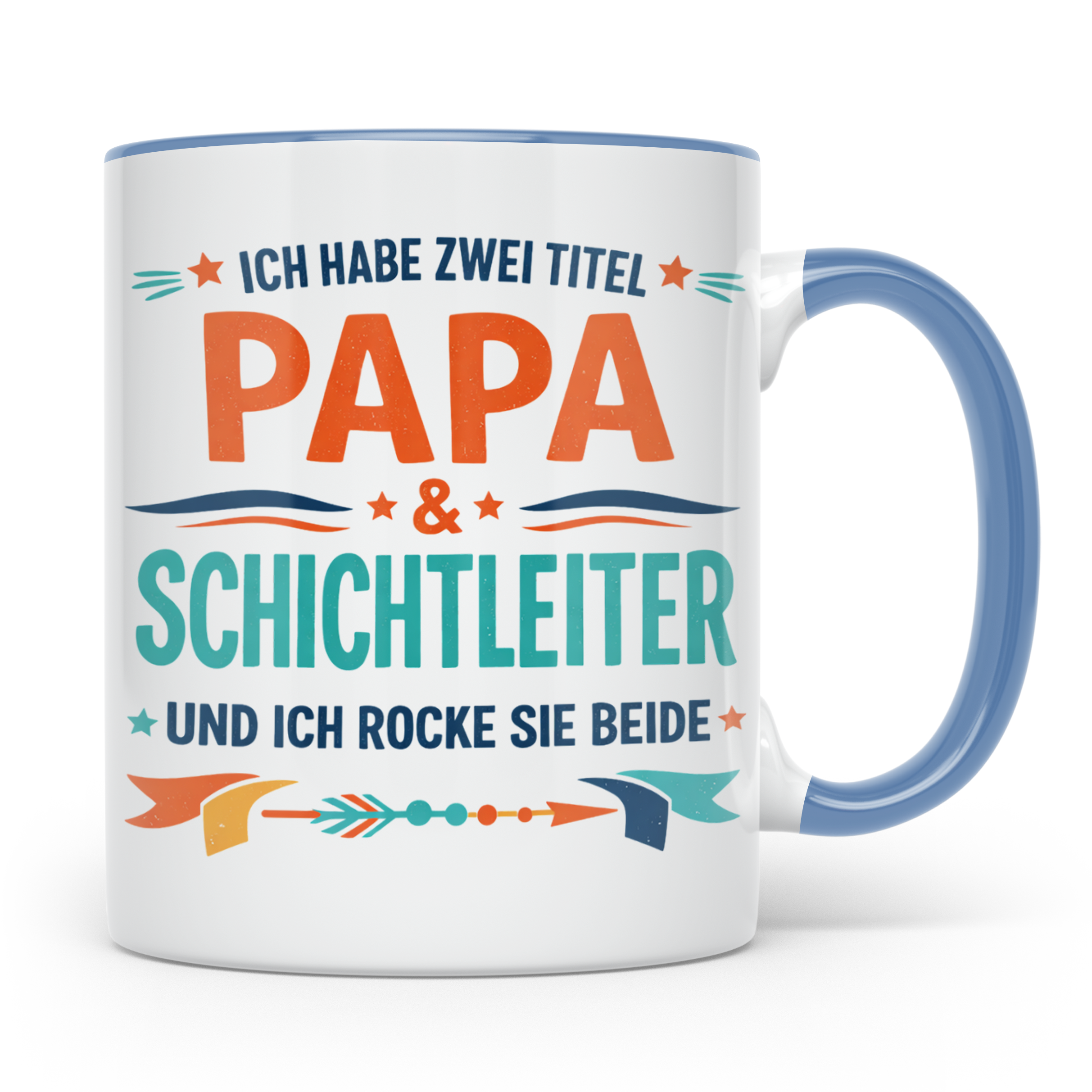 Schichtleiter Papa Tasse mit Spruch Ich habe zwei Titel | Ge – Blau [farbe:blau]