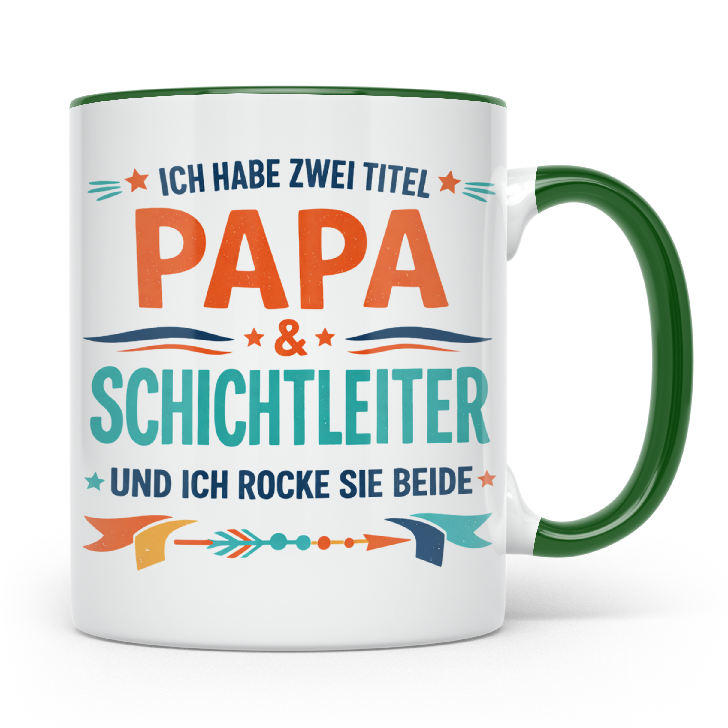 Schichtleiter Papa Tasse mit Spruch Ich habe zwei Titel | Ge – Grün [farbe:grün]