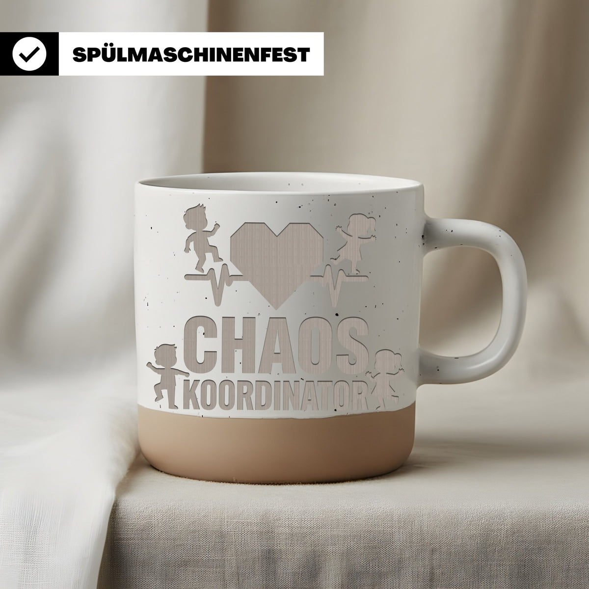 Chaos Koordinator Tasse Herzschlag - Lustiges Geschenk fuer Mama Papa  – Bild 3