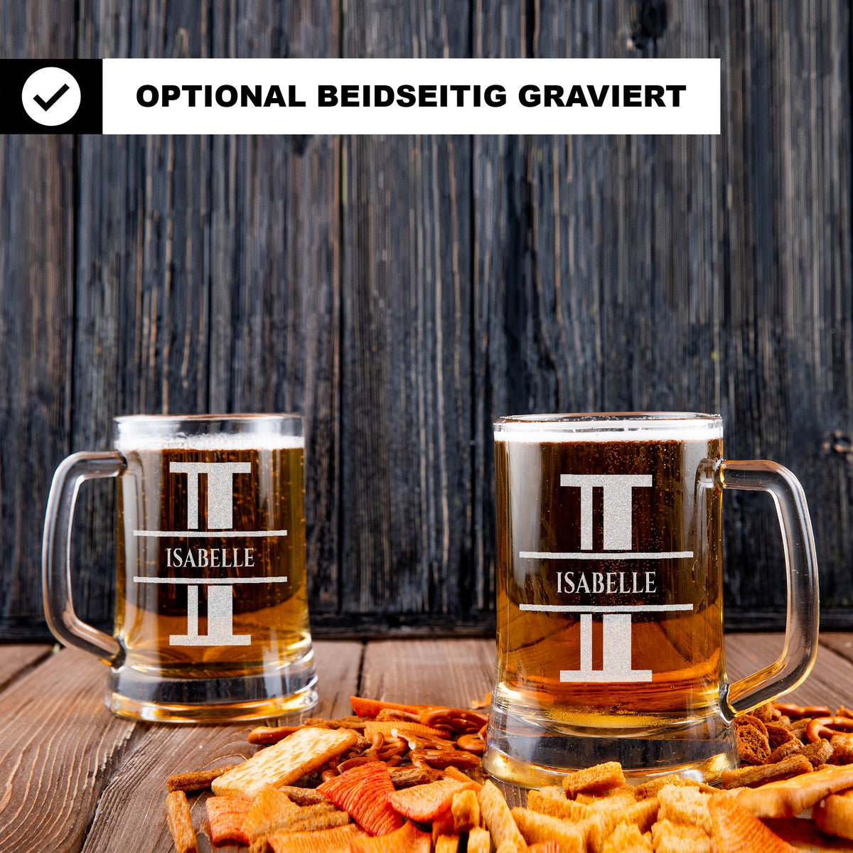 Personalisiertes Bierkrug mit Monogramm – Elegantes Geschenk für Männer, Monogramm I Bierkrug für Individuelle Geschenke, Ideal für Geburtstagsgeschenke