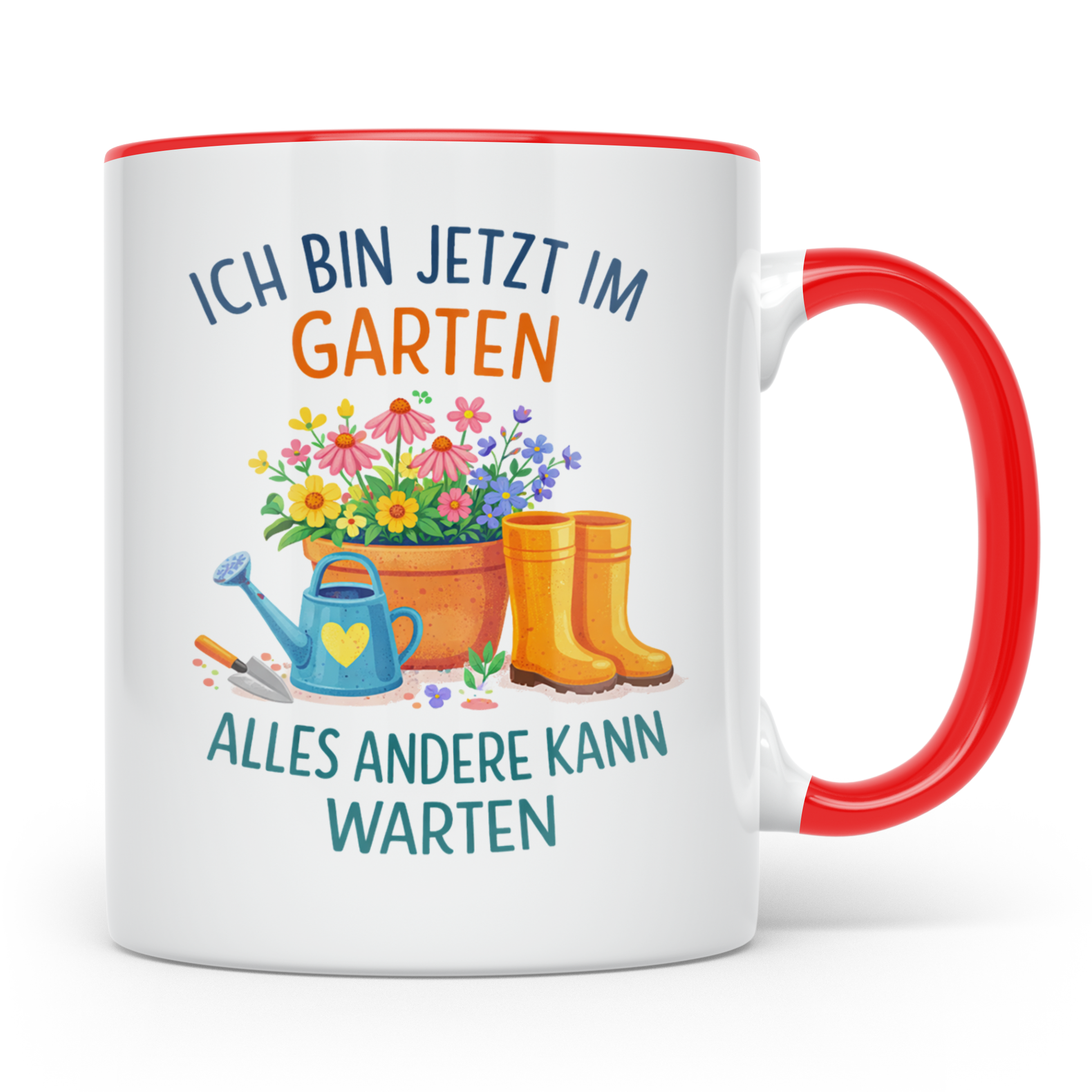 Garten Tasse mit Spruch "Ich bin jetzt im Garten" für Gärtne – Rot [farbe:rot]