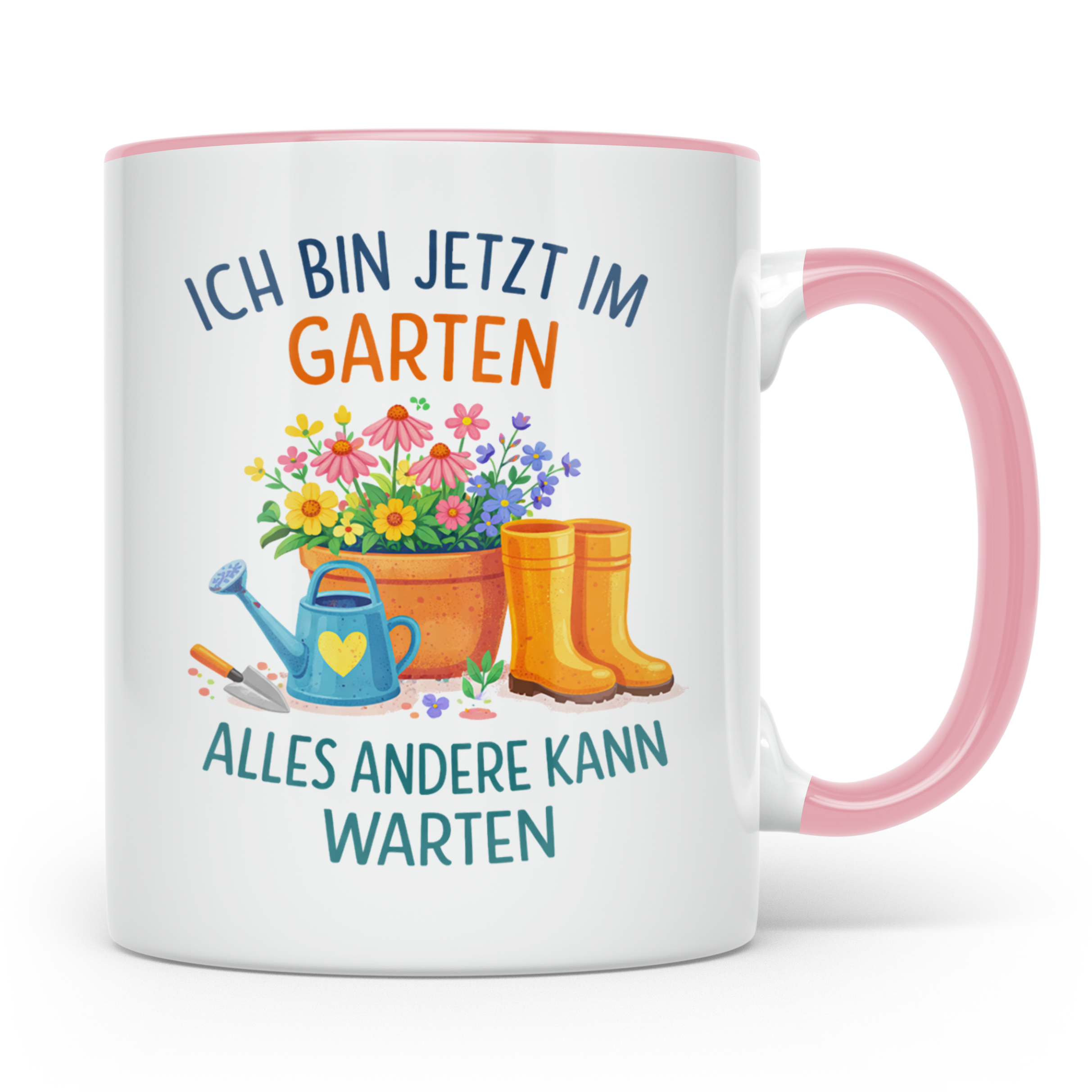 Garten Tasse mit Spruch "Ich bin jetzt im Garten" für Gärtne – Rosa [farbe:rosa]