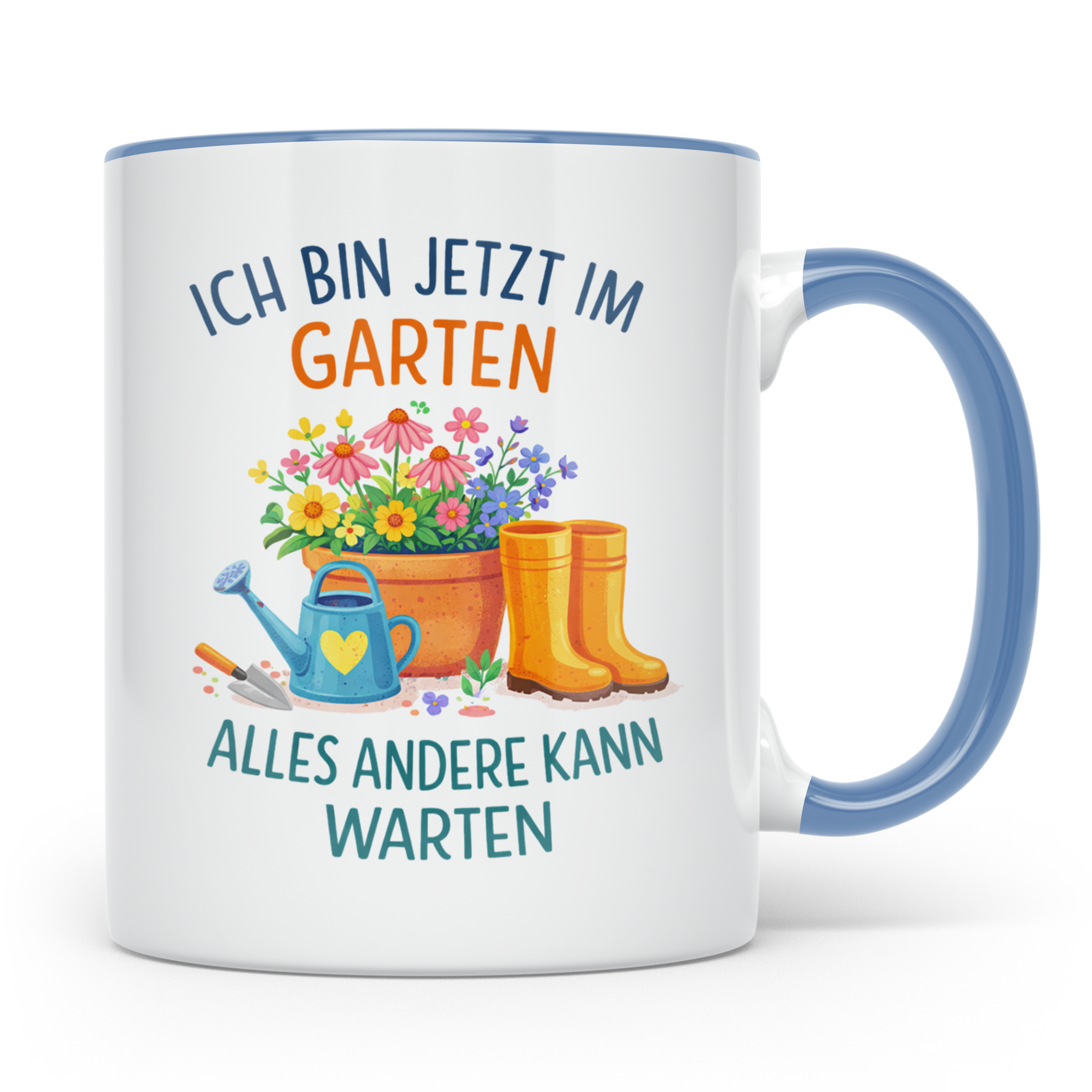 Garten Tasse mit Spruch "Ich bin jetzt im Garten" für Gärtne – Blau [farbe:blau]