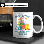 Garten Tasse mit Spruch "Ich bin jetzt im Garten" für Gärtne – Weiß [farbe:weiß]