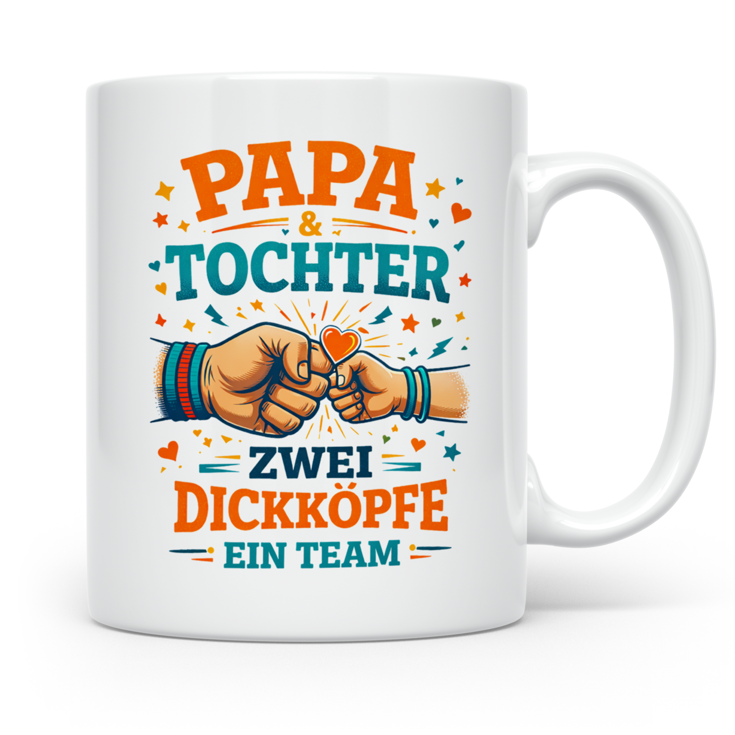 Papa Tochter Tasse Zwei Dickköpfe ein Team | Geschenk von To – Weiß [farbe:weiß]