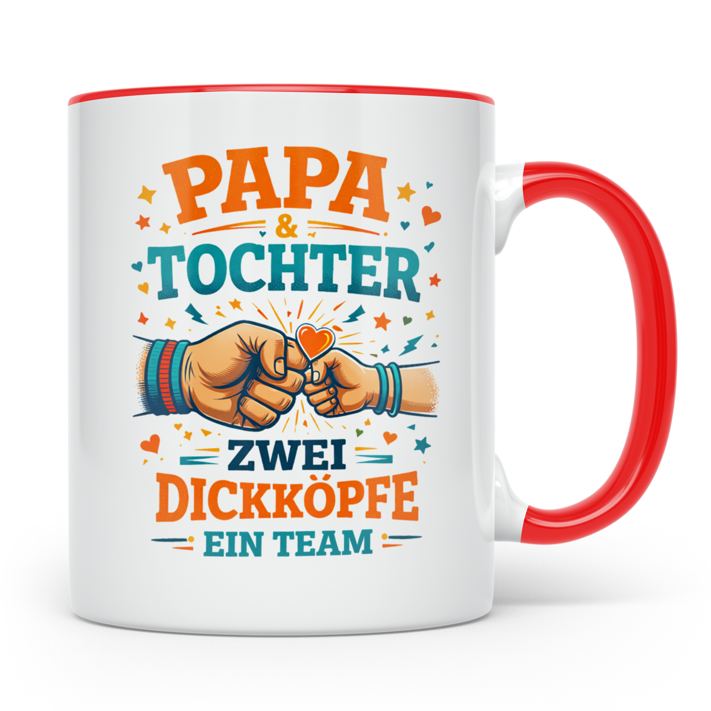 Papa Tochter Tasse Zwei Dickköpfe ein Team | Geschenk von To – Rot [farbe:rot]