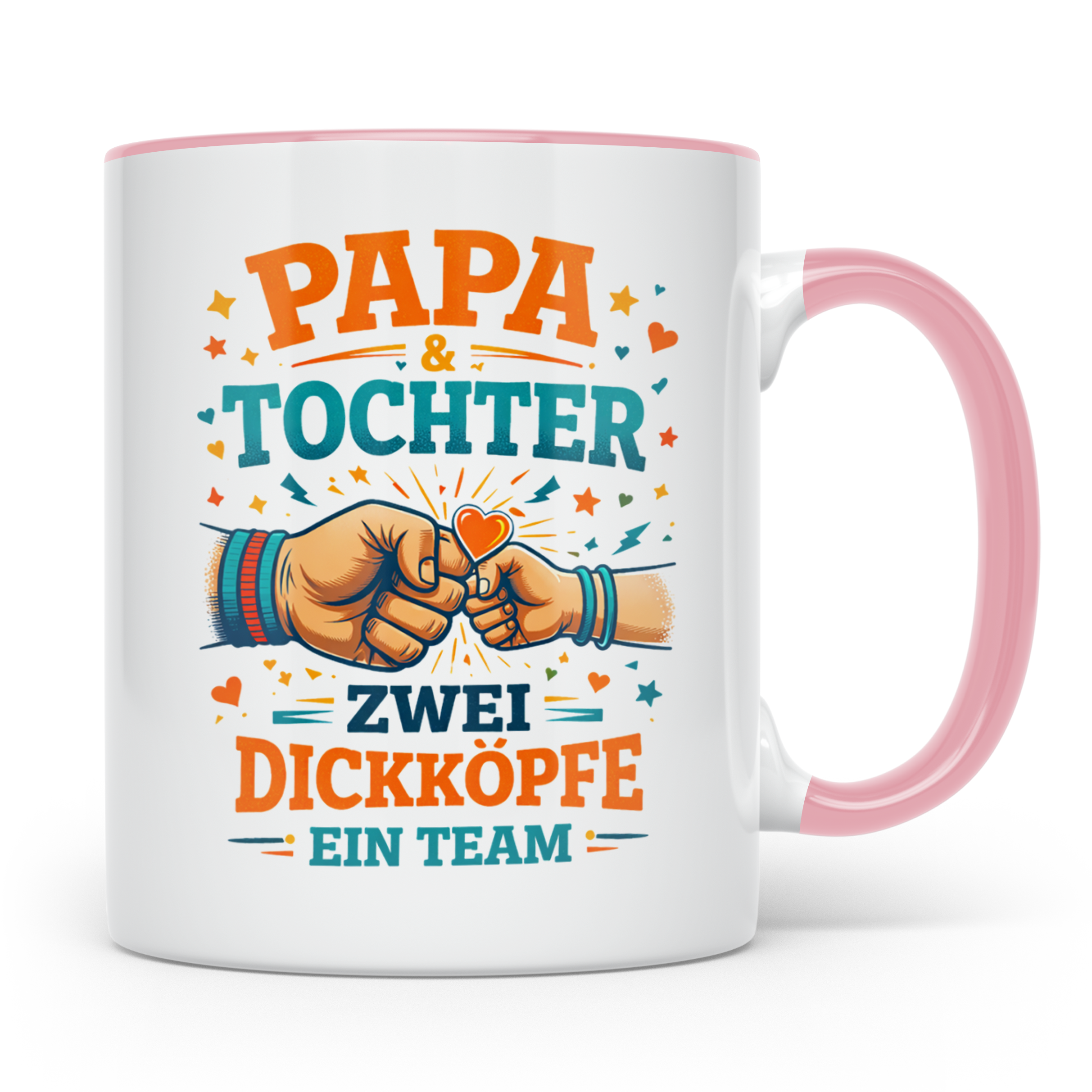 Papa Tochter Tasse Zwei Dickköpfe ein Team | Geschenk von To – Rosa [farbe:rosa]