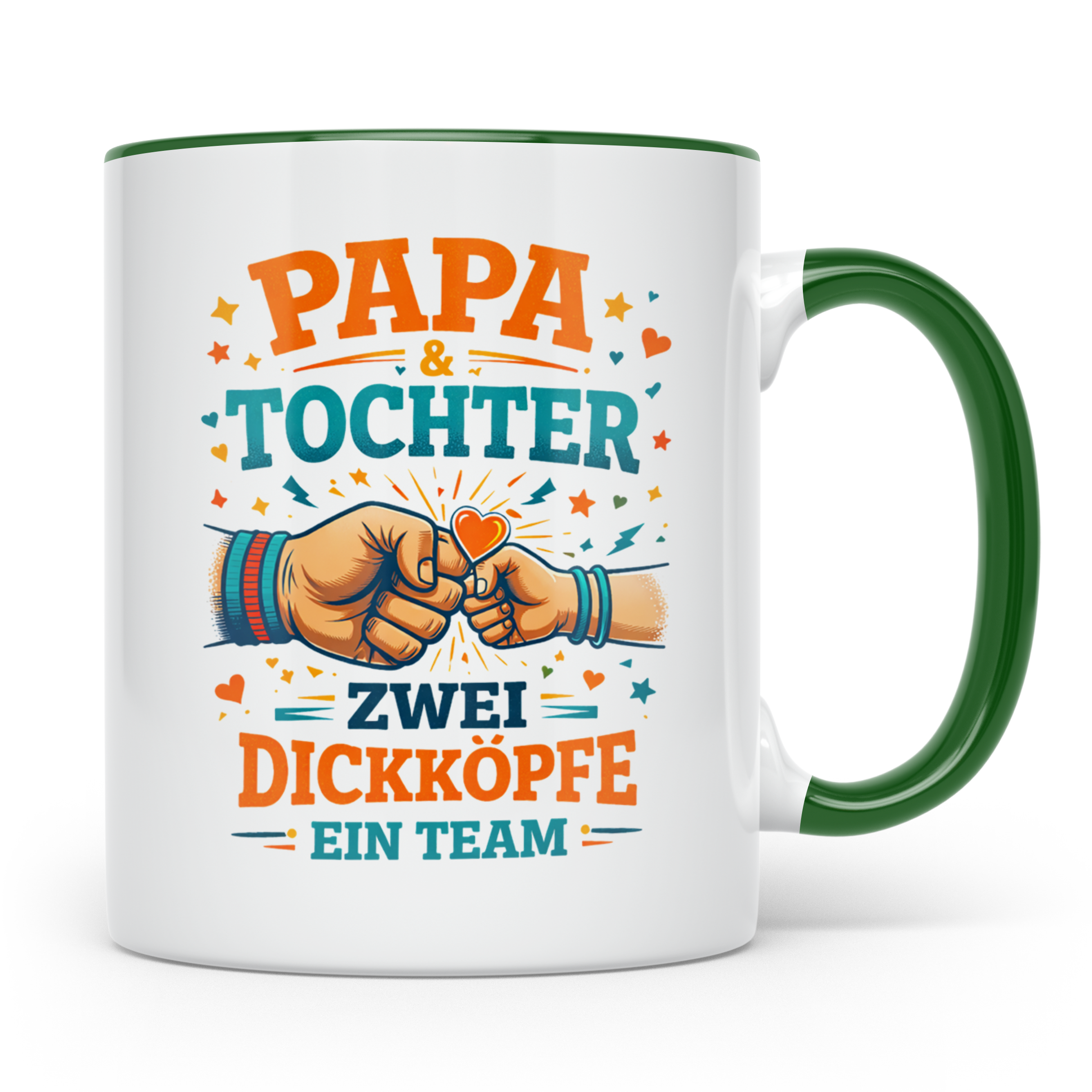 Papa Tochter Tasse Zwei Dickköpfe ein Team | Geschenk von To – Grün [farbe:grün]