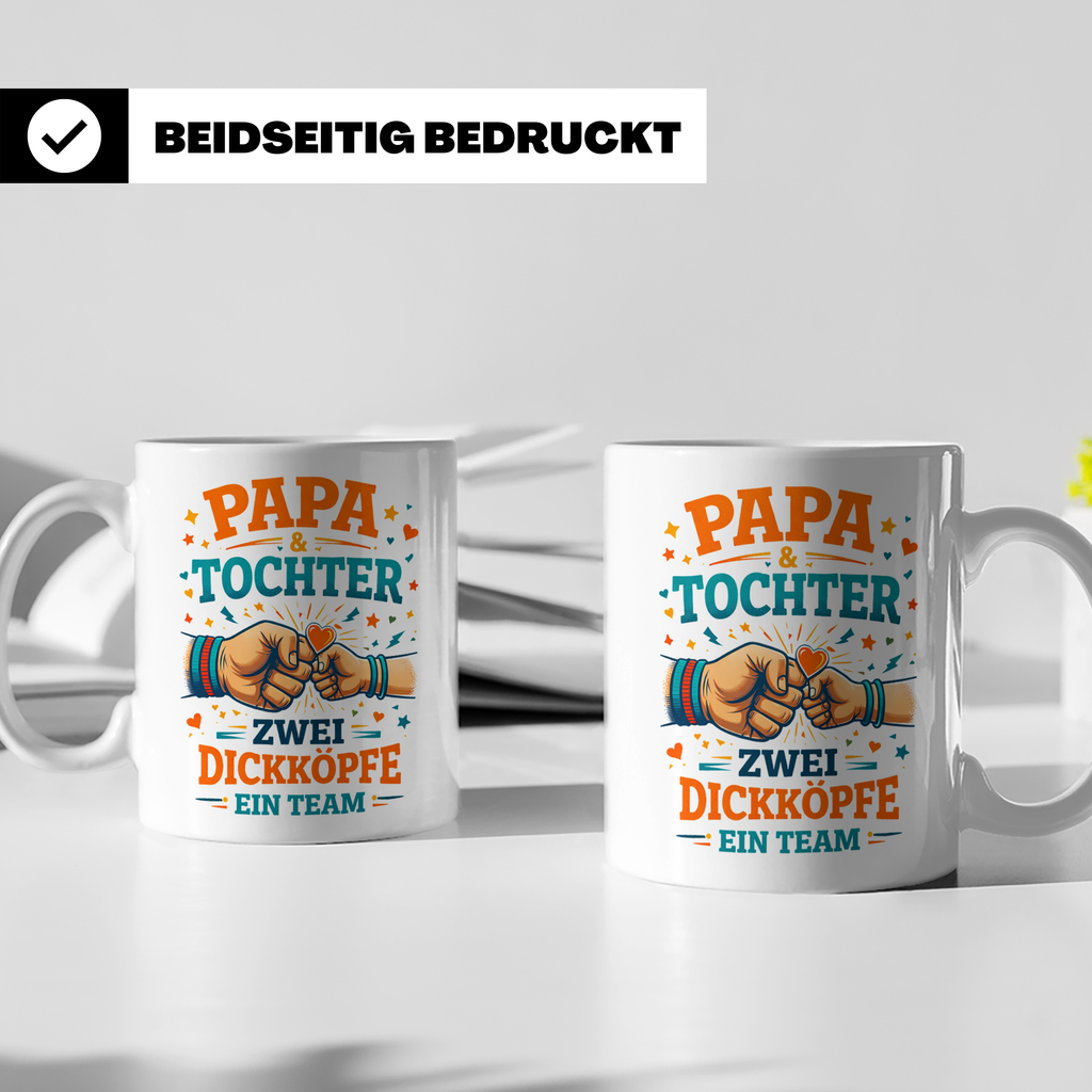 Papa Tochter Tasse Zwei Dickköpfe ein Team | Geschenk von To – Weiß [farbe:weiß]