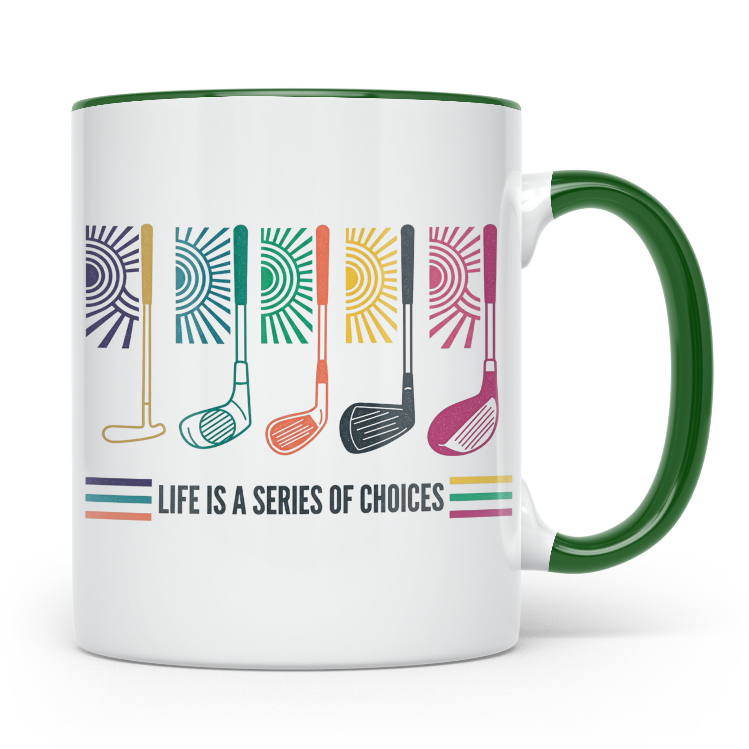 Golfer Tasse 'Life is a Series of Choices' Retro Golfschläge – Grün [farbe:grün]