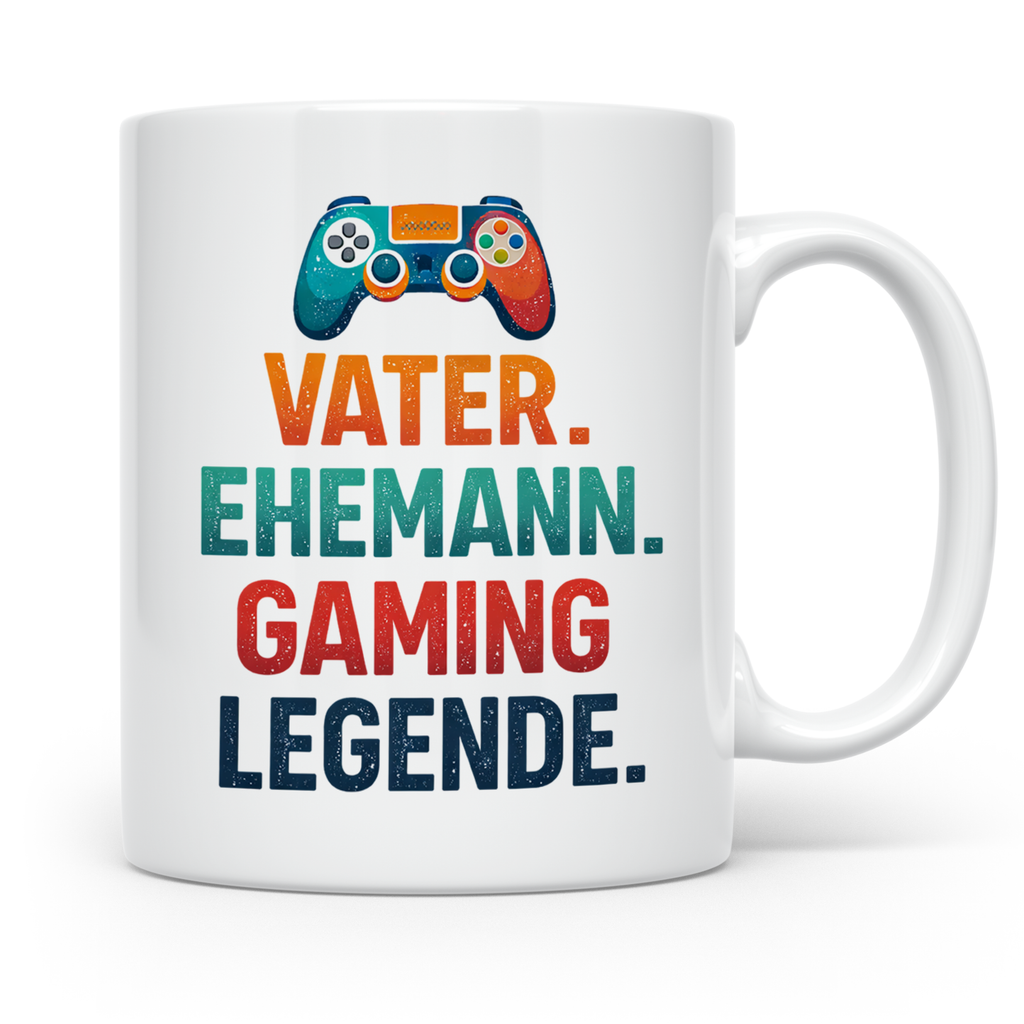 Gamer Vater Tasse mit Spruch Vater Ehemann Gaming Legende, l – Weiß [farbe:weiß]