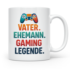 Gamer Vater Tasse mit Spruch Vater Ehemann Gaming Legende, l – Weiß [farbe:weiß]