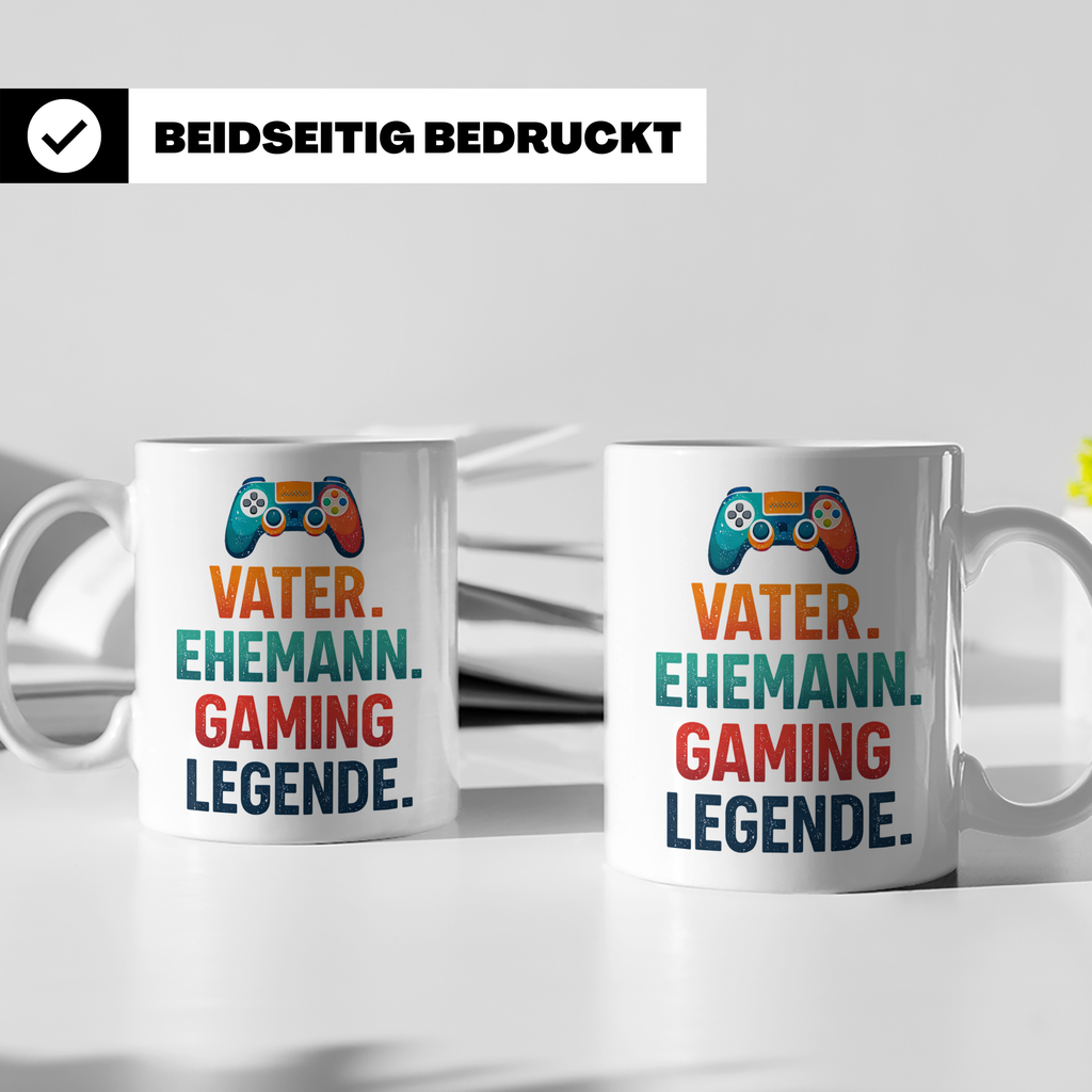 Gamer Vater Tasse mit Spruch Vater Ehemann Gaming Legende, l – Weiß [farbe:weiß]