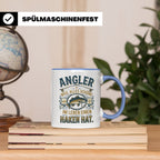 Angler Tasse mit Spruch Alles Schöne im Leben hat einen Hake – Blau [farbe:blau]